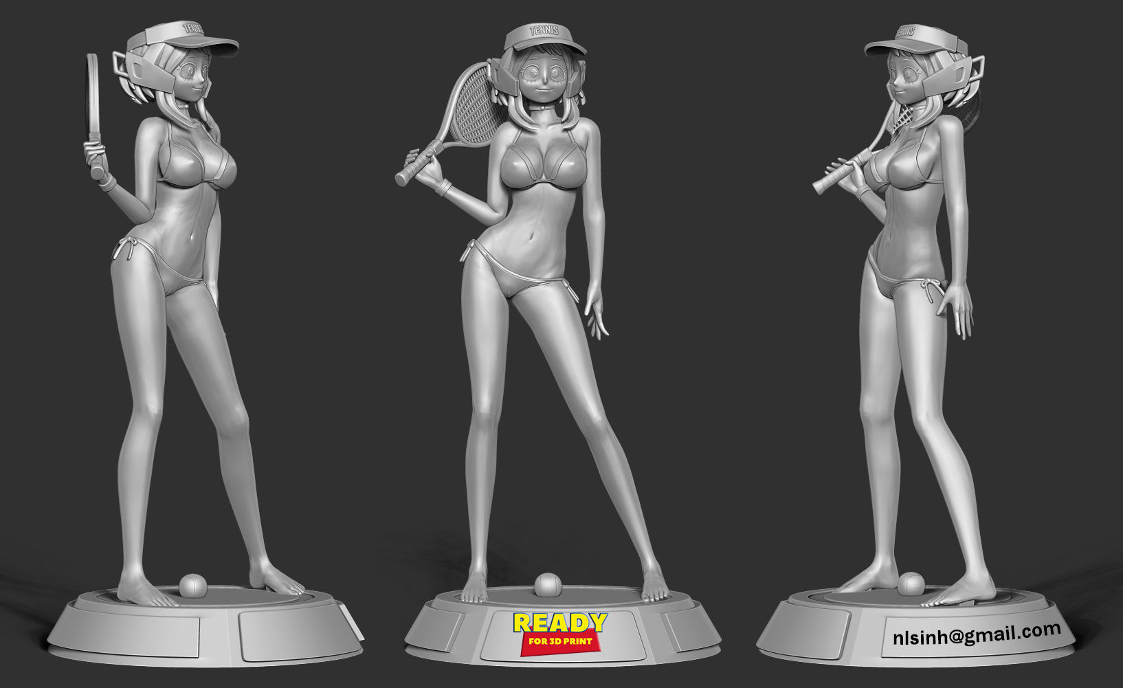 Ochaco plays tennis 3D print model_4