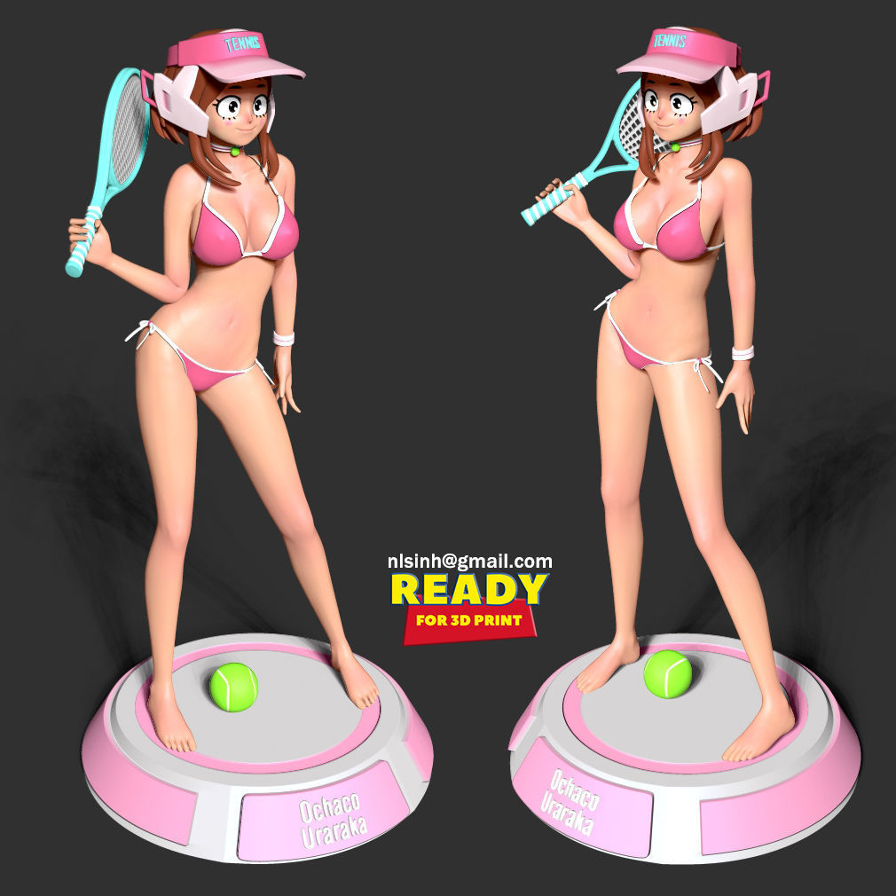 Ochaco plays tennis 3D print model_5