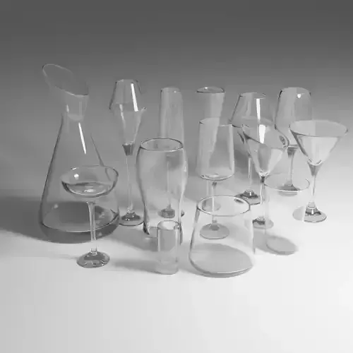 Glass set martini 3D model