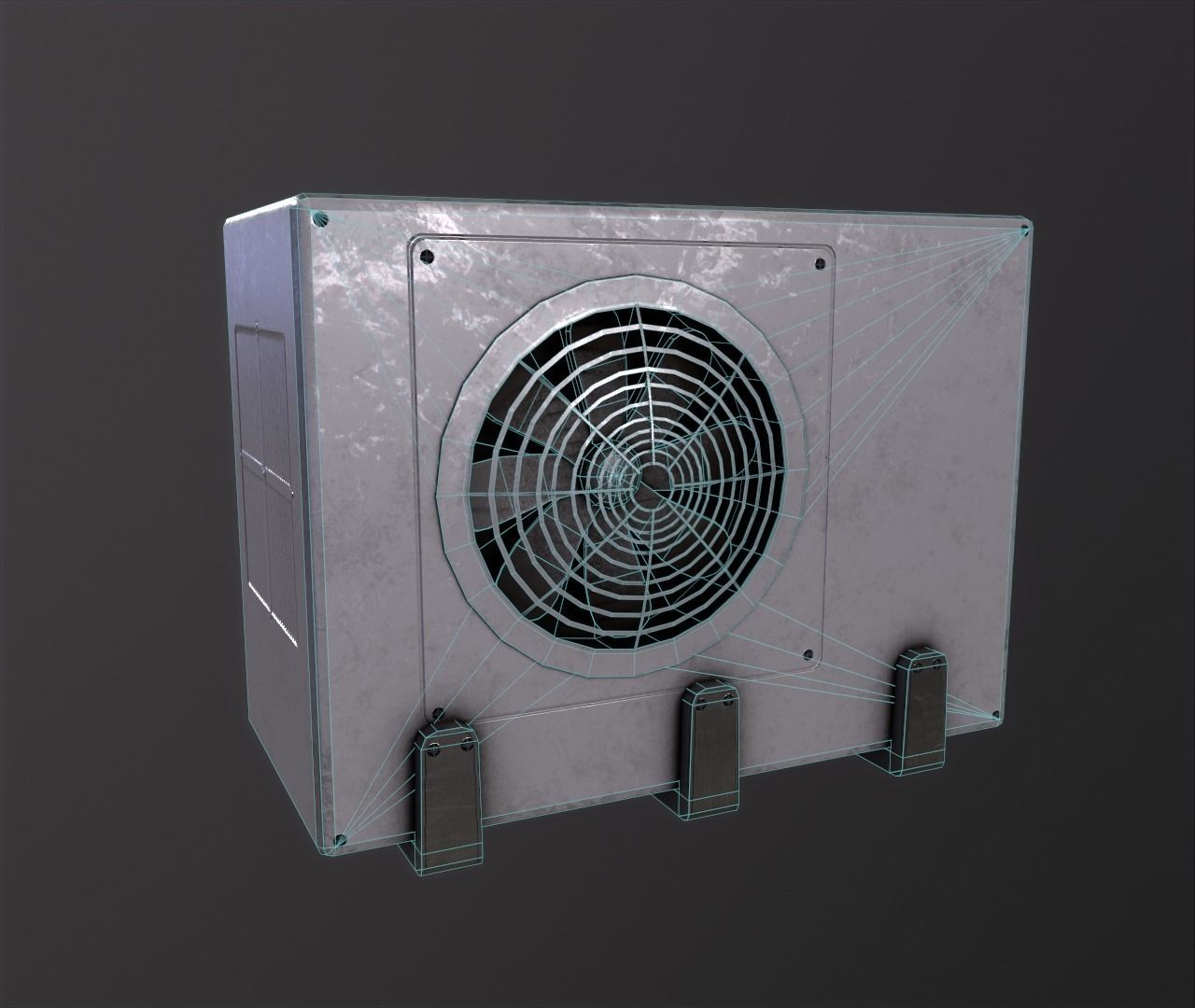 Exterior air conditioning unit AC Low-poly 3D model_5