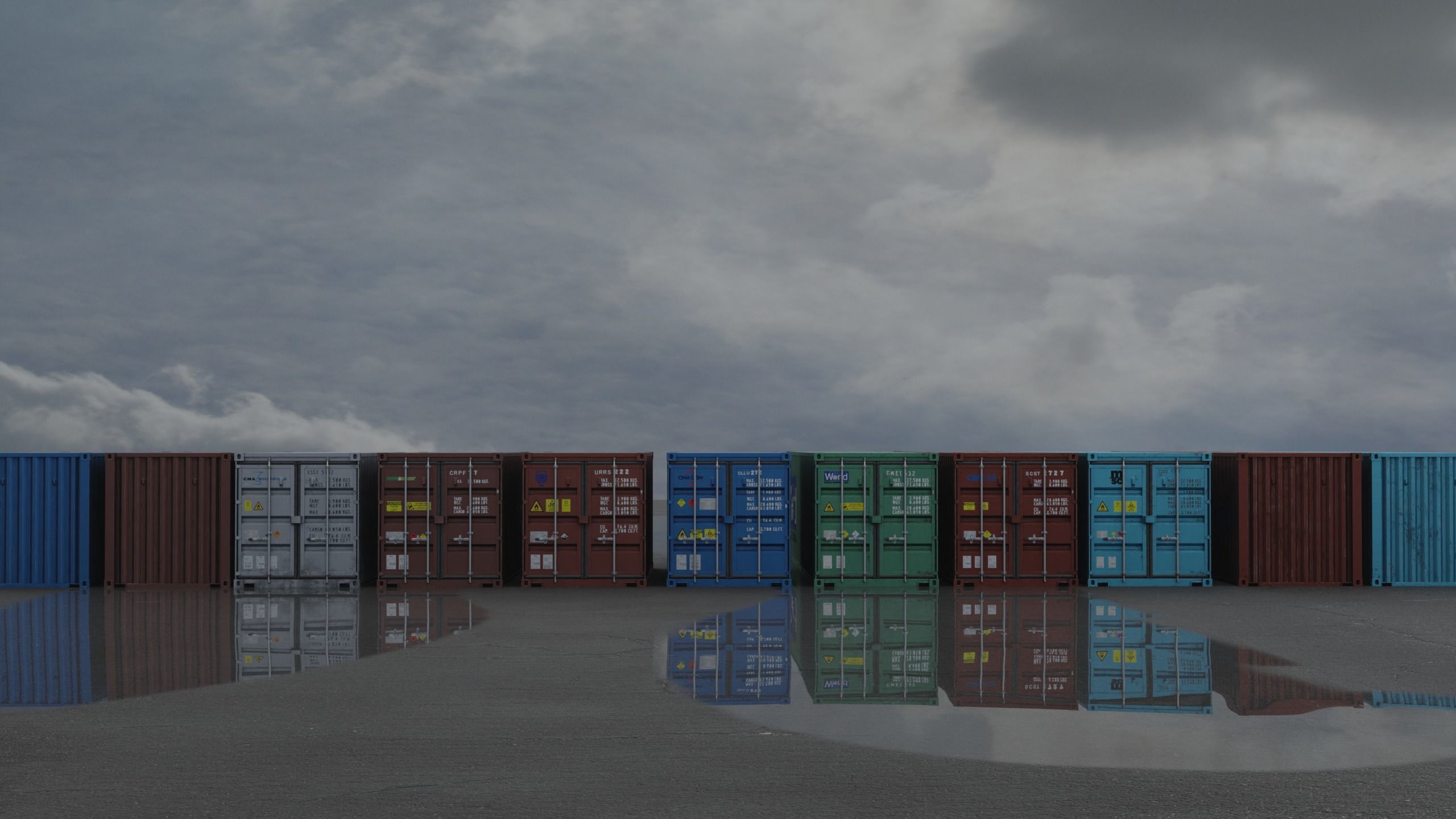 Shipping Containers - Combo Low-poly 3D model_3