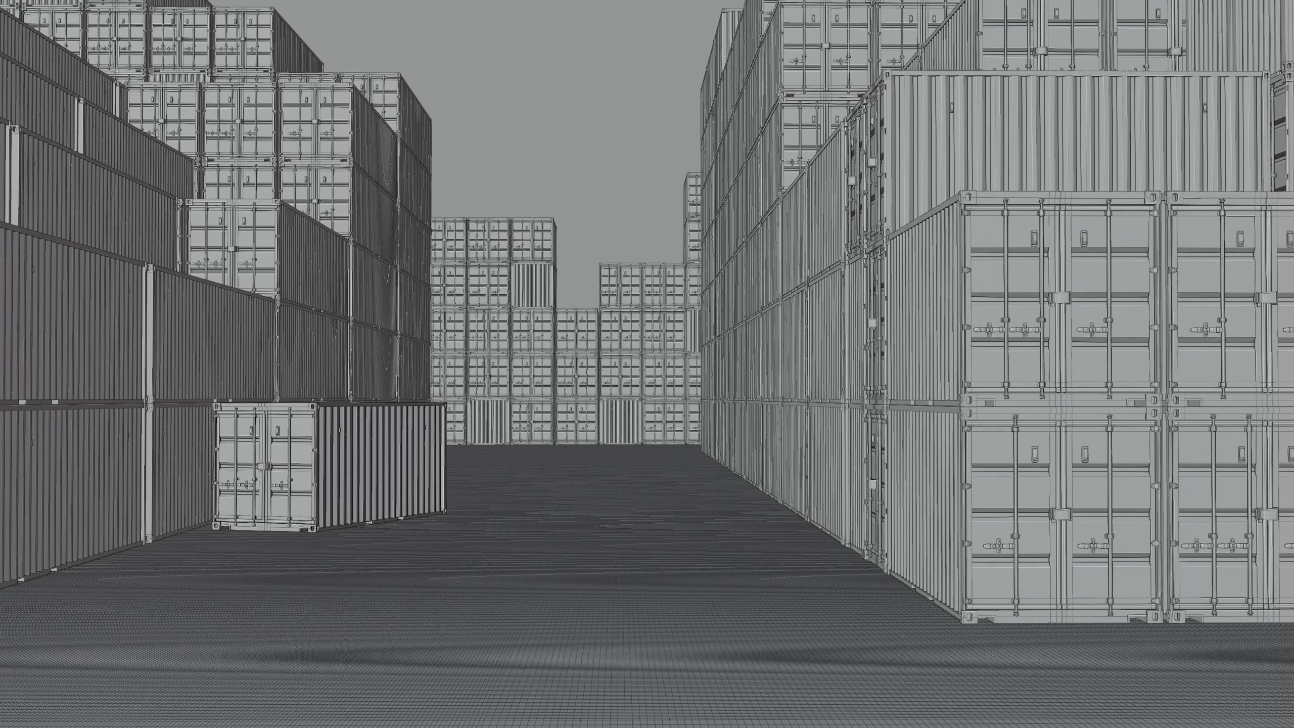 Shipping Containers - Combo Low-poly 3D model_18