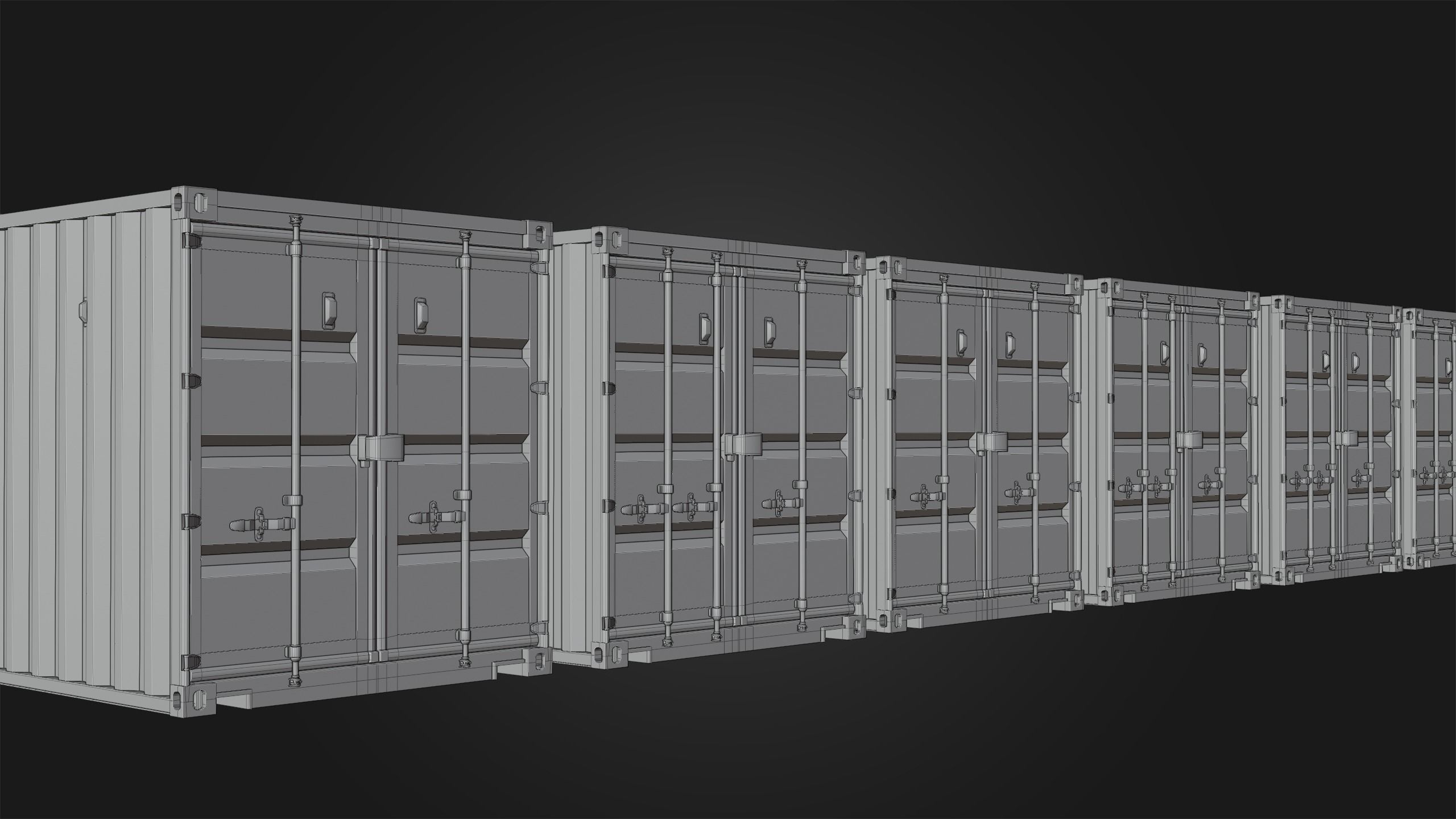 Shipping Containers - Combo Low-poly 3D model_19