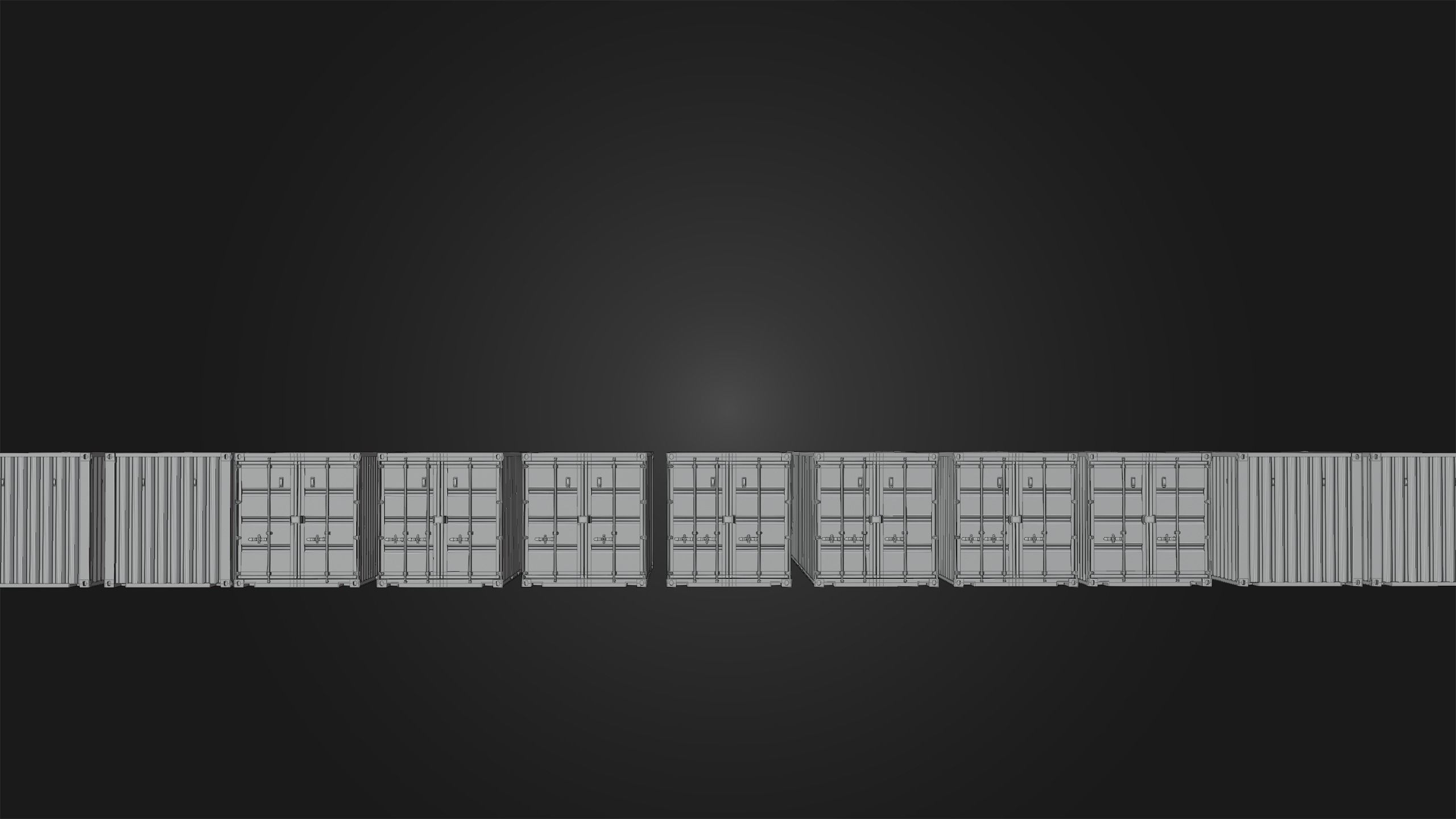 Shipping Containers - Combo Low-poly 3D model_22