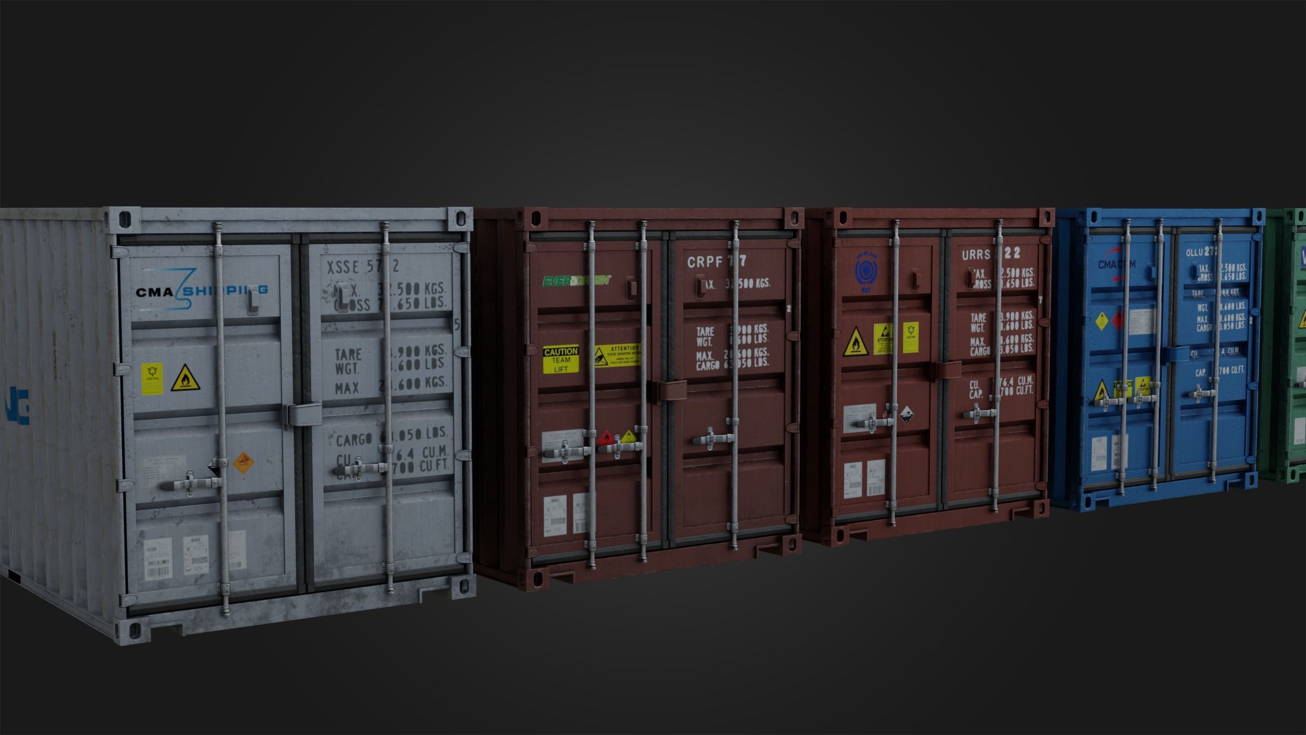 Shipping Containers - Combo Low-poly 3D model_1