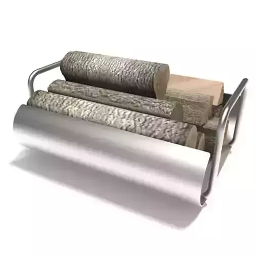 Metal Firewood Bin With Firewood