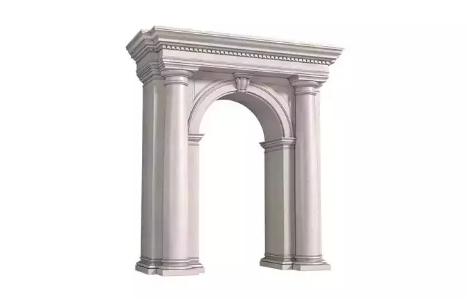 Classic facade arched opening with columns Arched stone doorway 3D model