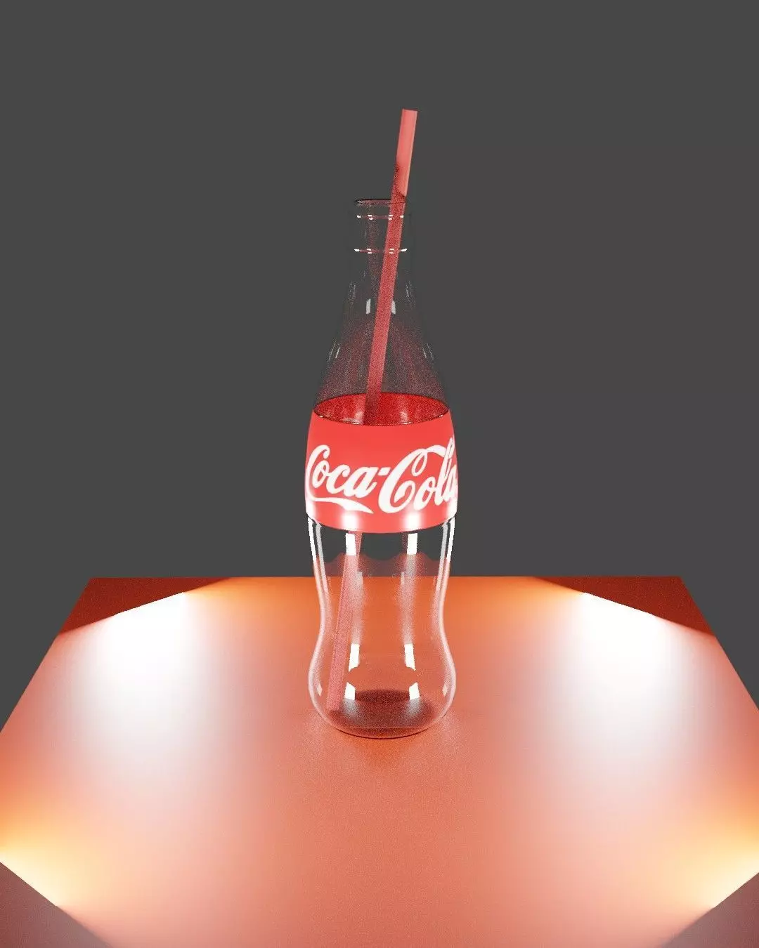 A glass bottle of CocaCola Free low-poly 3D model