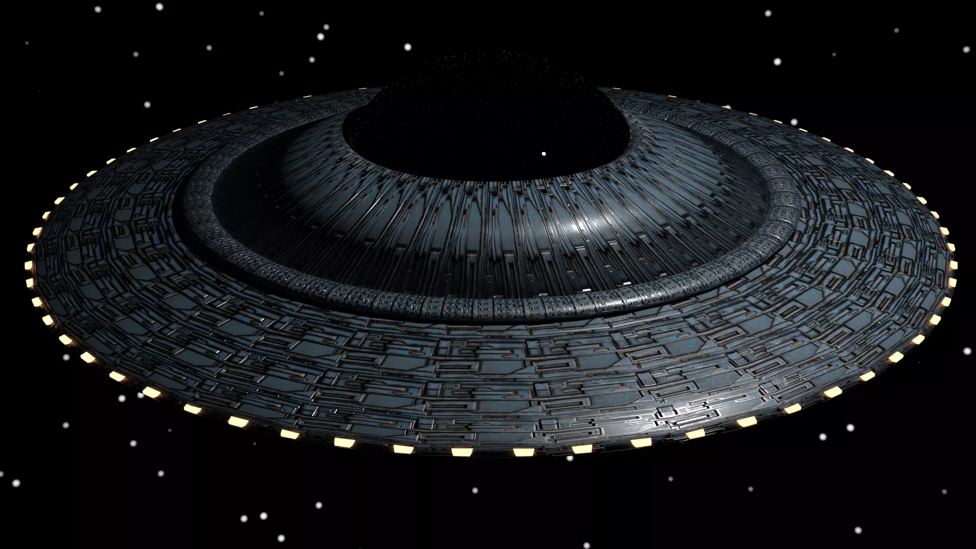 UFO 3D Model spaceship flying in night sky Free 3D print model_0