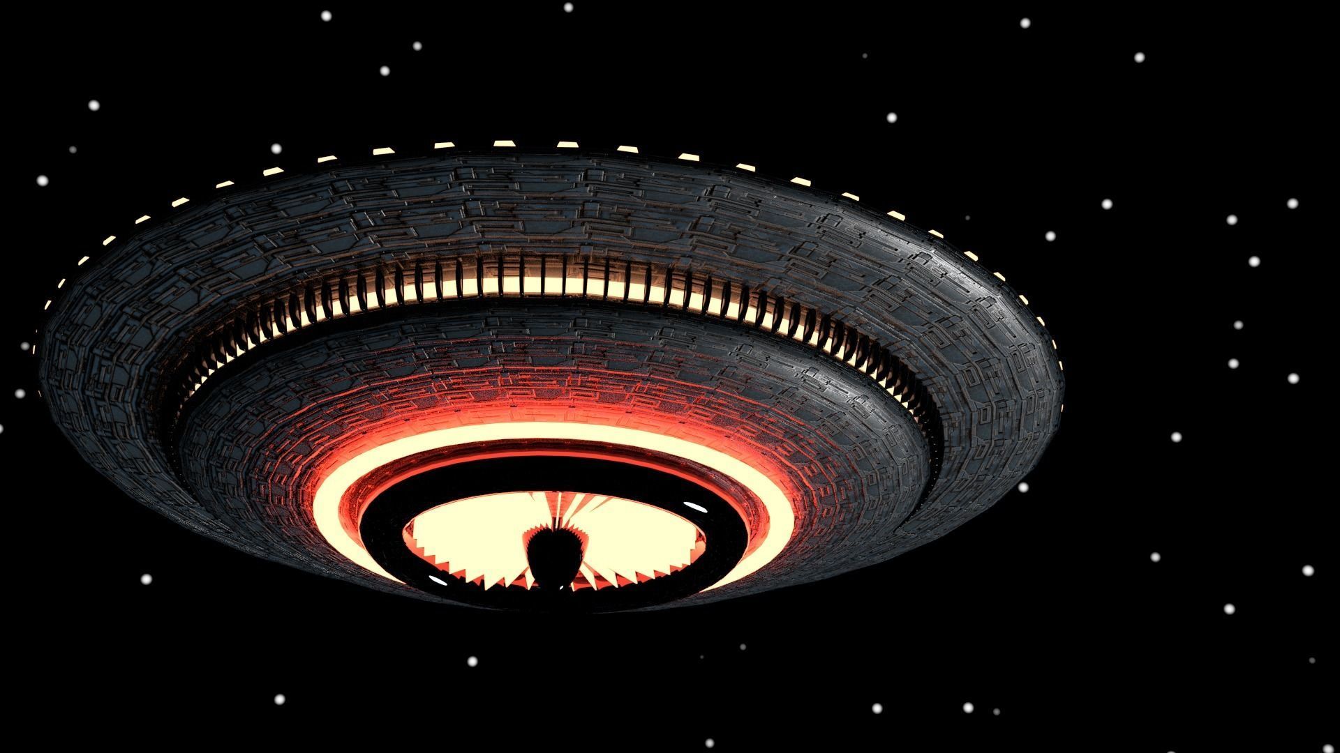 UFO 3D Model spaceship flying in night sky Free 3D print model_2