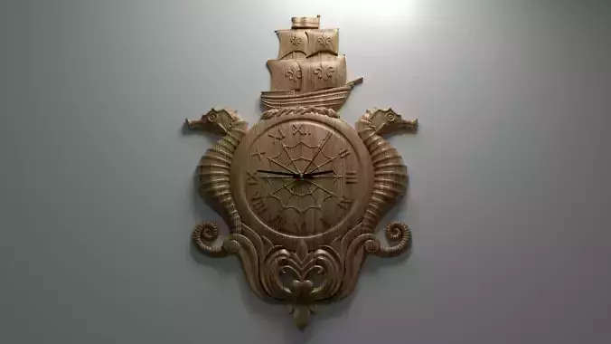 Seahorses Clock - 3D Stl file for CNC