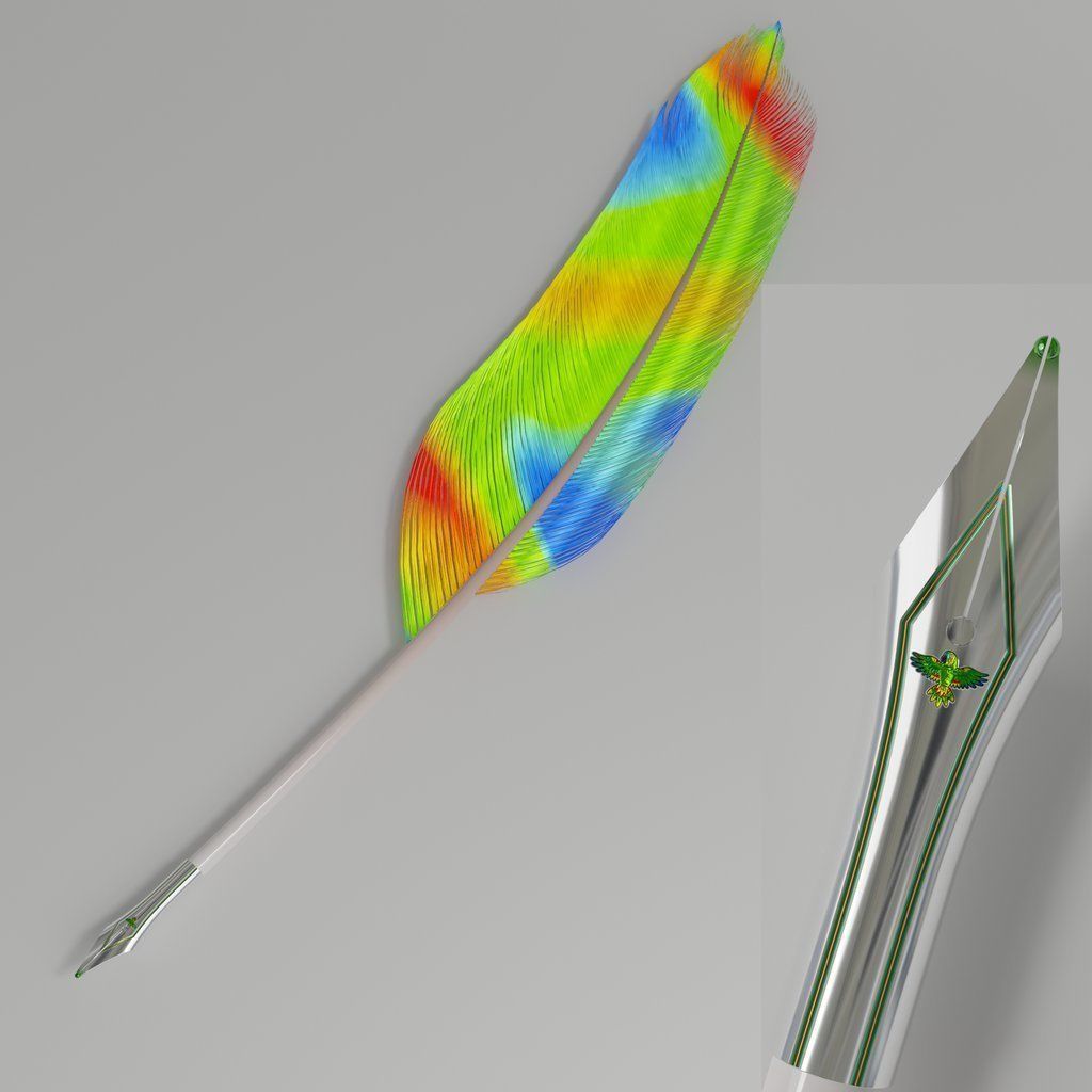 Feather Fountain Pen Realistic Feathers Game Ready Support  4k 3D model_2