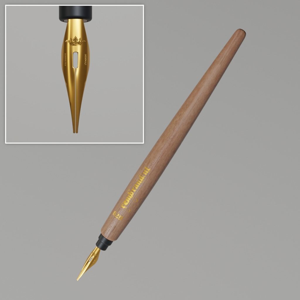 Feather Fountain Pen Realistic Feathers Game Ready Support  4k 3D model_3