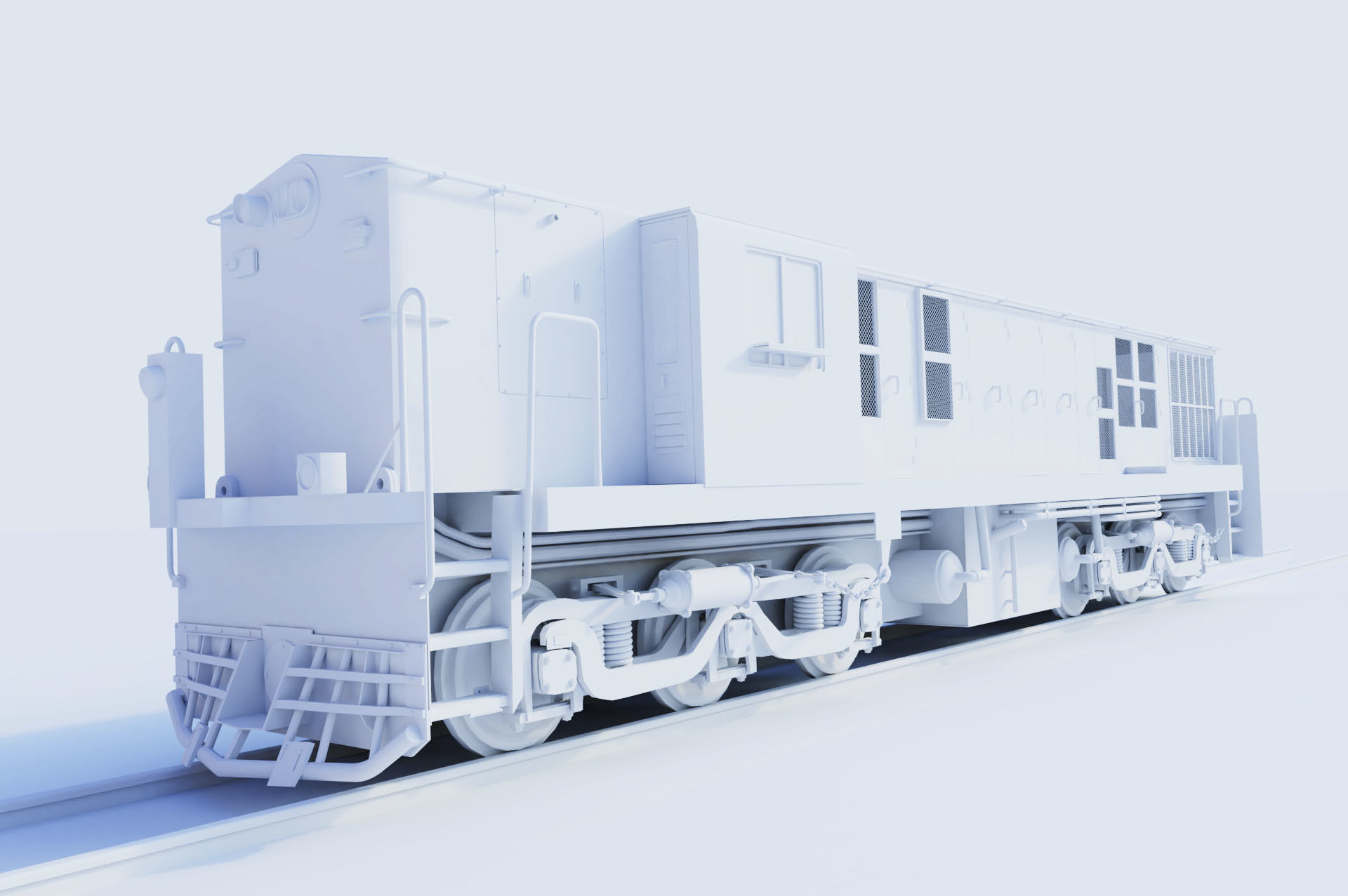 Train engine Low-poly 3D model_1