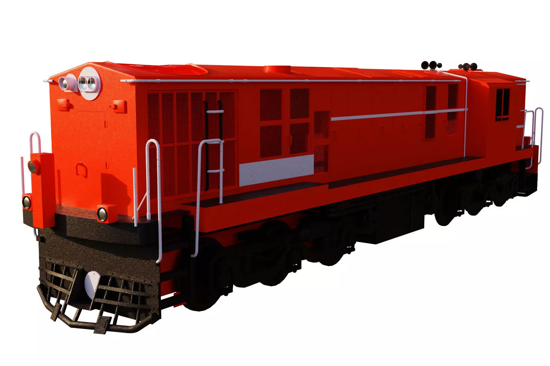 Train engine Low-poly 3D model_0