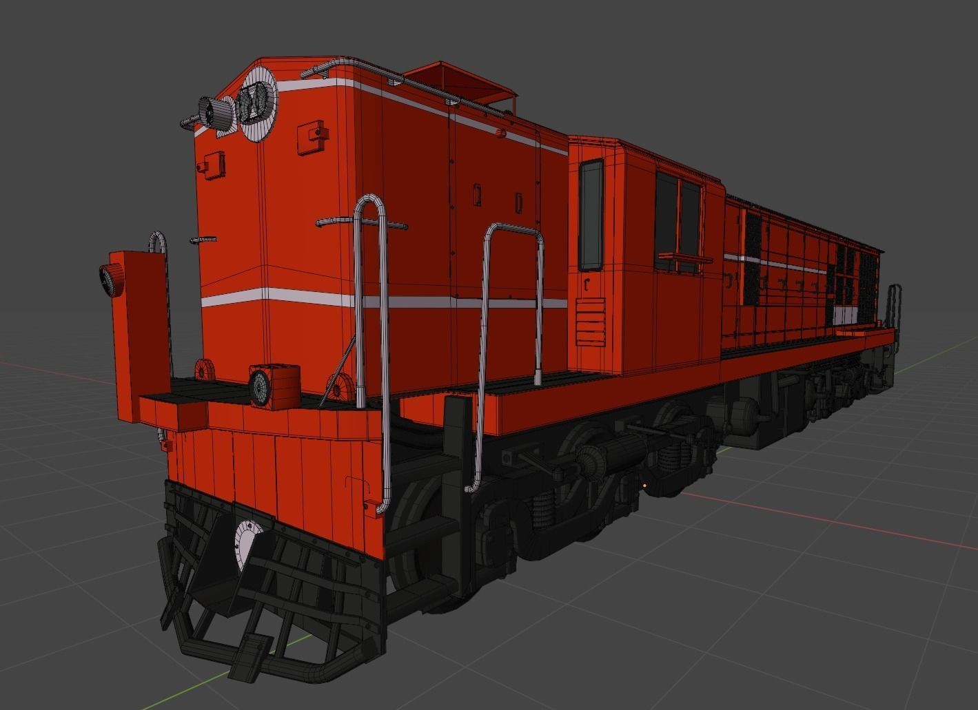 Train engine Low-poly 3D model_9