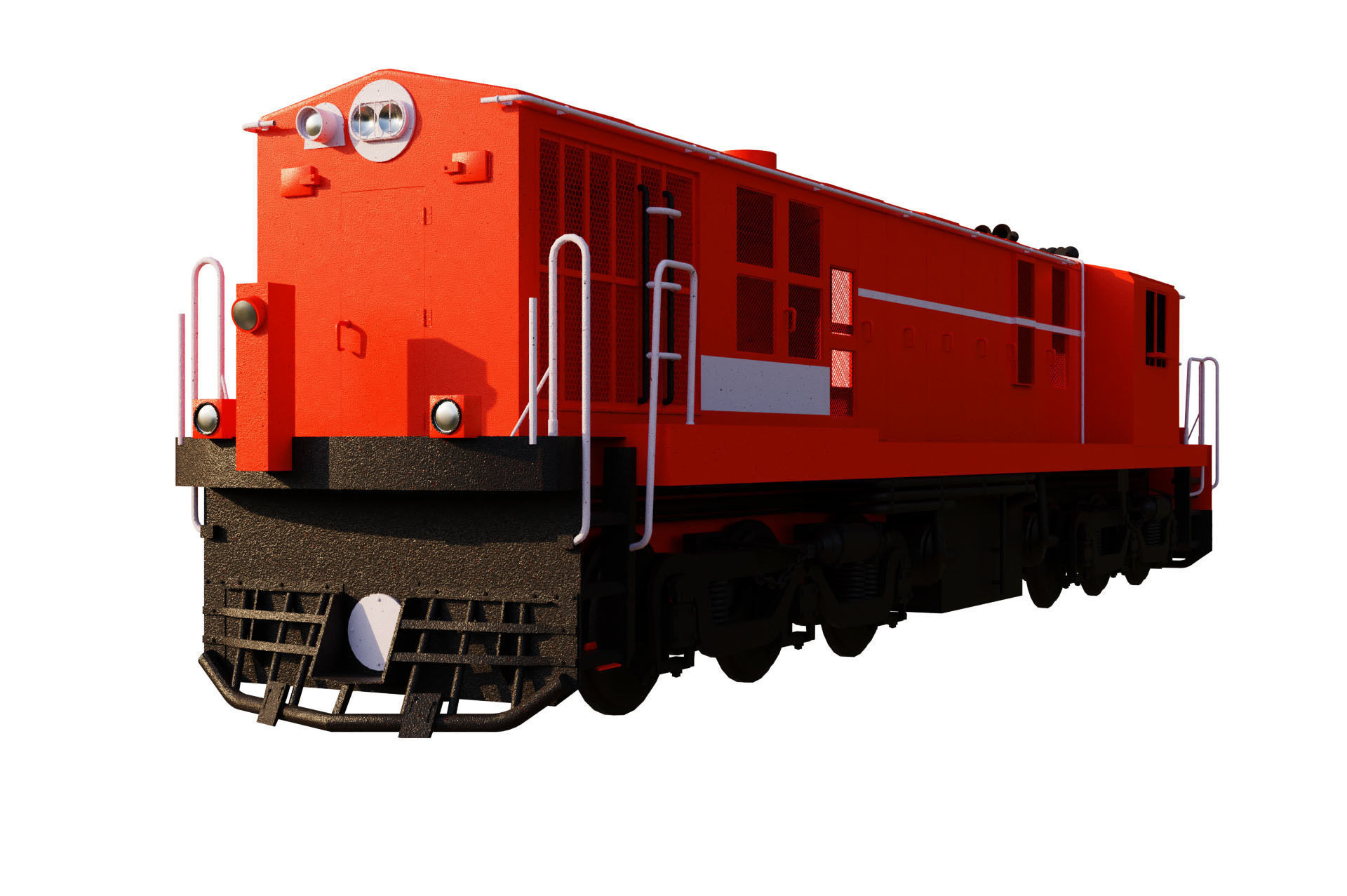 Train engine Low-poly 3D model_3