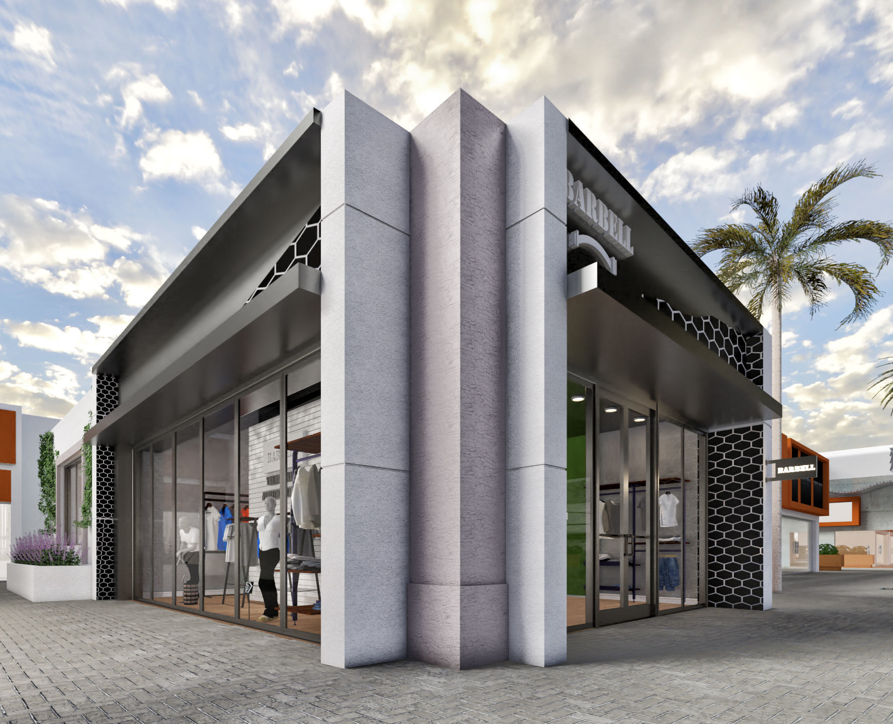 3D exterior and interior rendering of shop 3D model_2