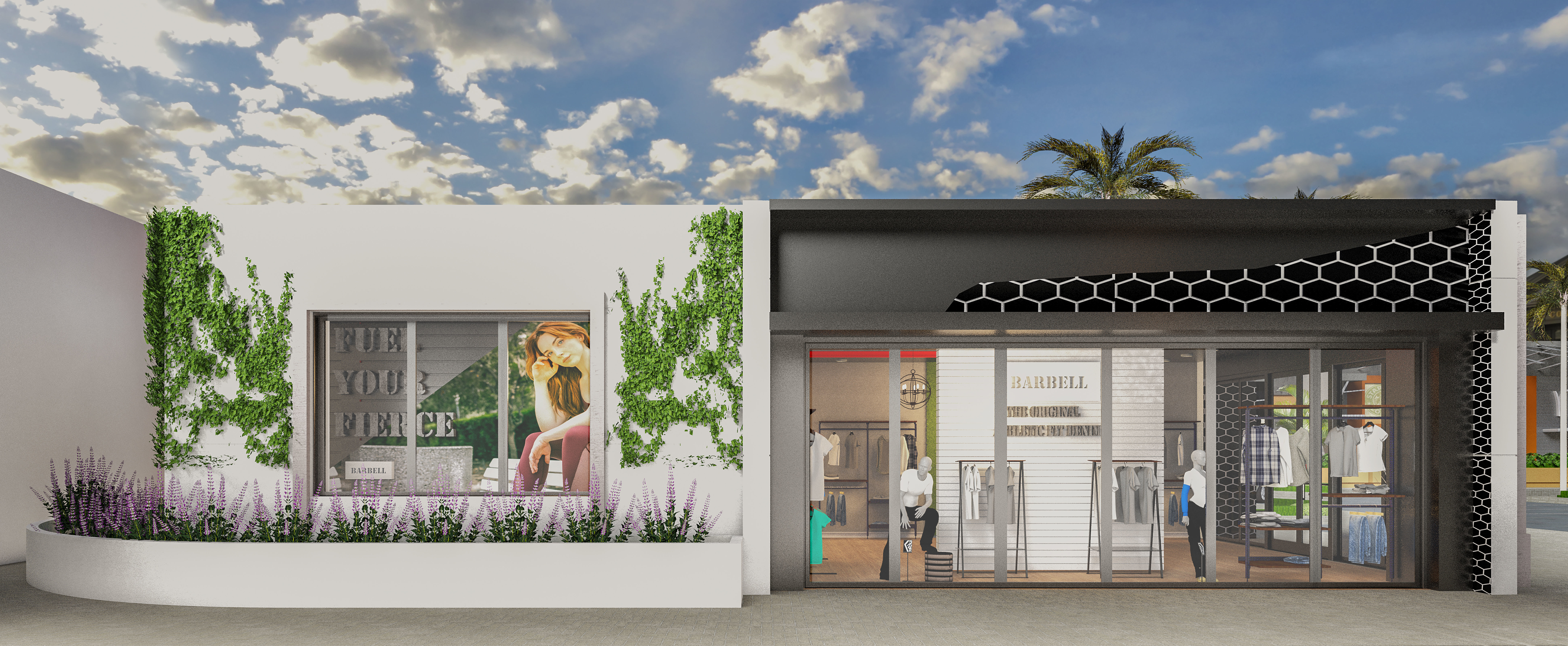 3D exterior and interior rendering of shop 3D model_1