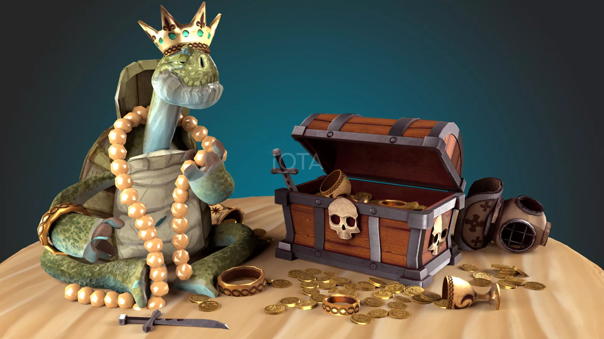 The Turtle King by chance Low-poly 3D model