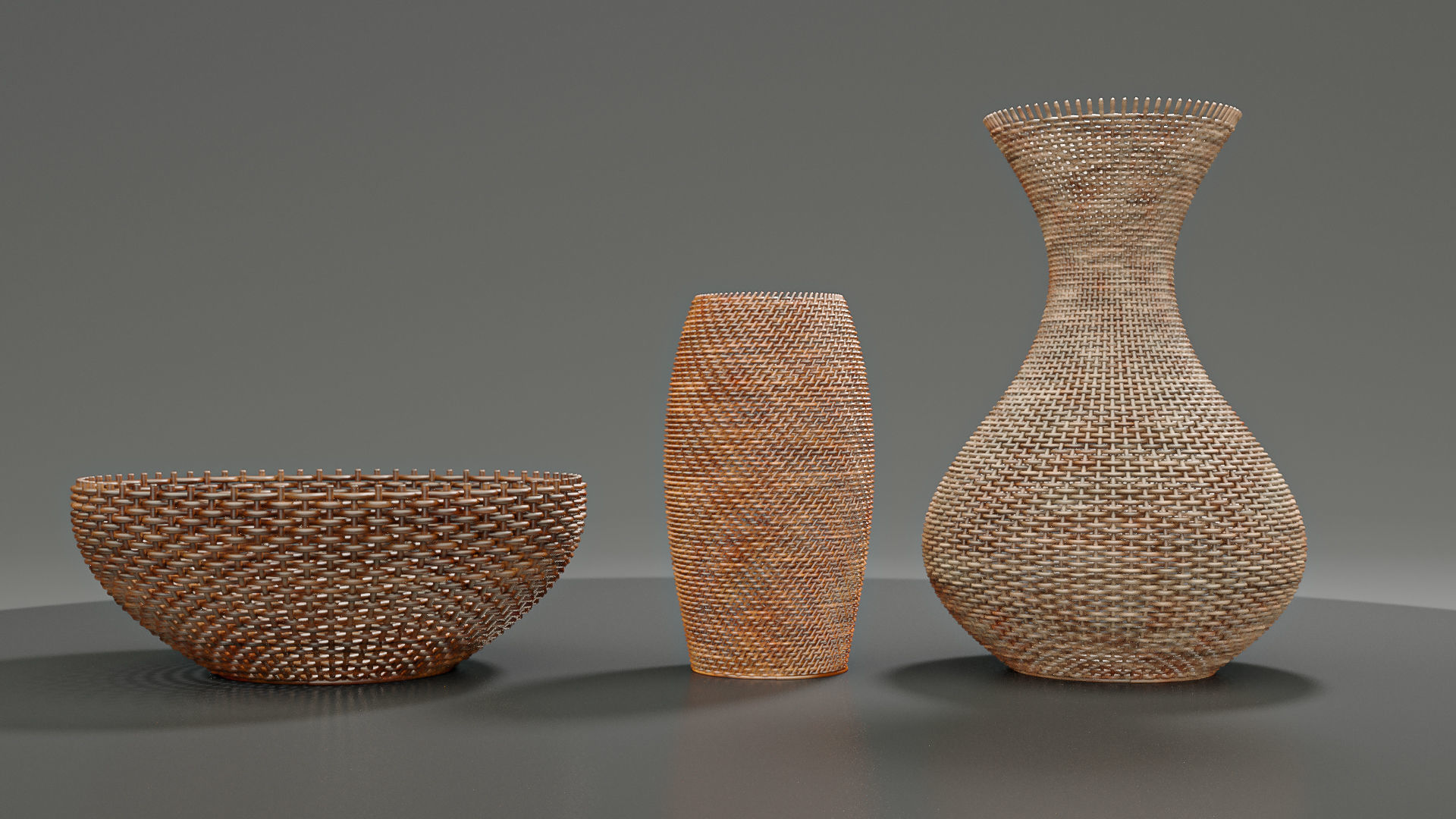 Wicker Baskets Hight Poy Models 3D model_2