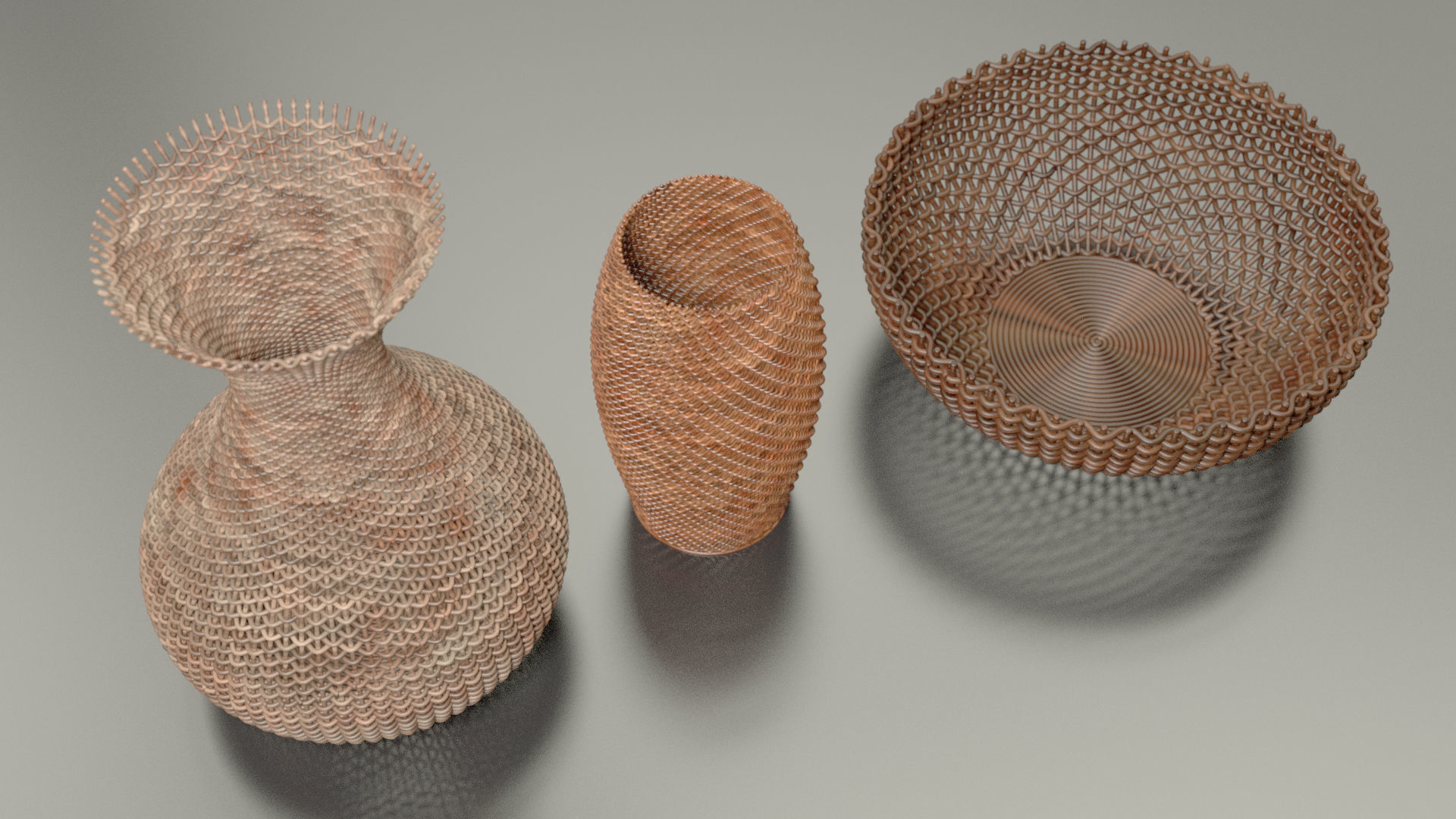 Wicker Baskets Hight Poy Models 3D model_3