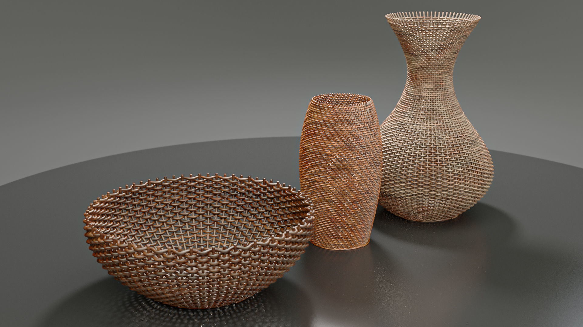 Wicker Baskets Hight Poy Models 3D model_1
