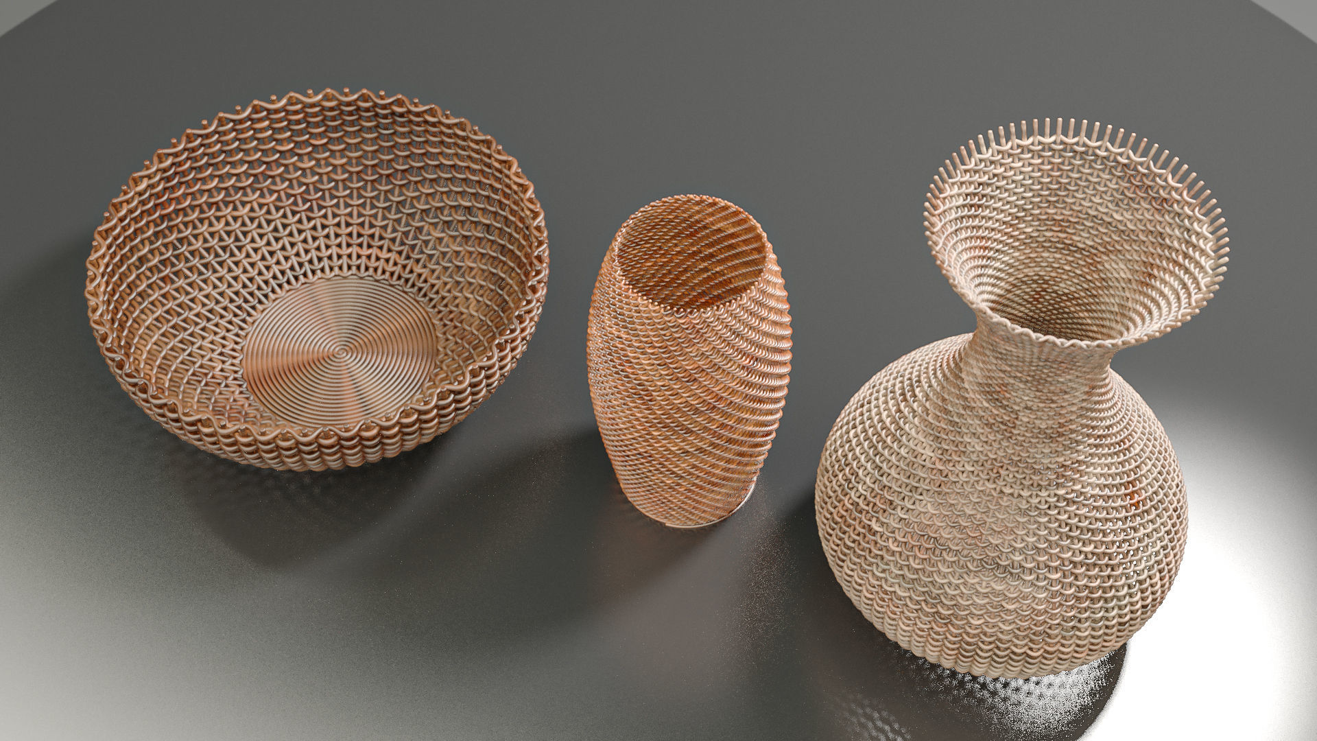 Wicker Baskets Hight Poy Models 3D model_4