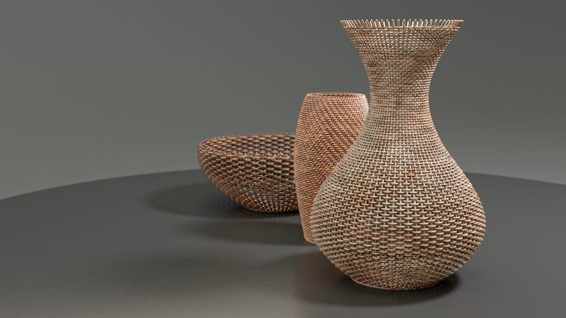 Wicker Baskets Hight Poy Models 3D model_5