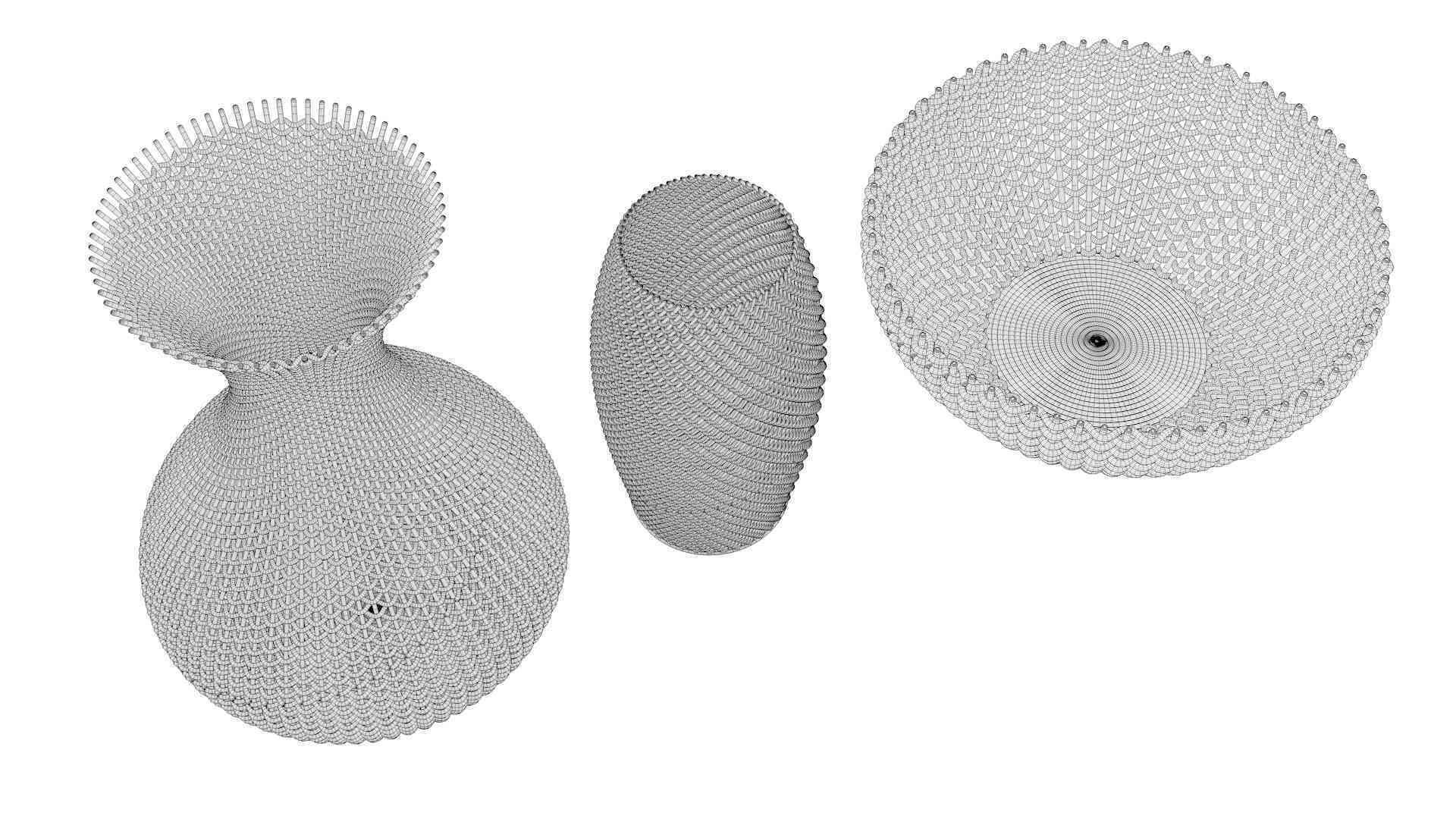 Wicker Baskets Hight Poy Models 3D model_17