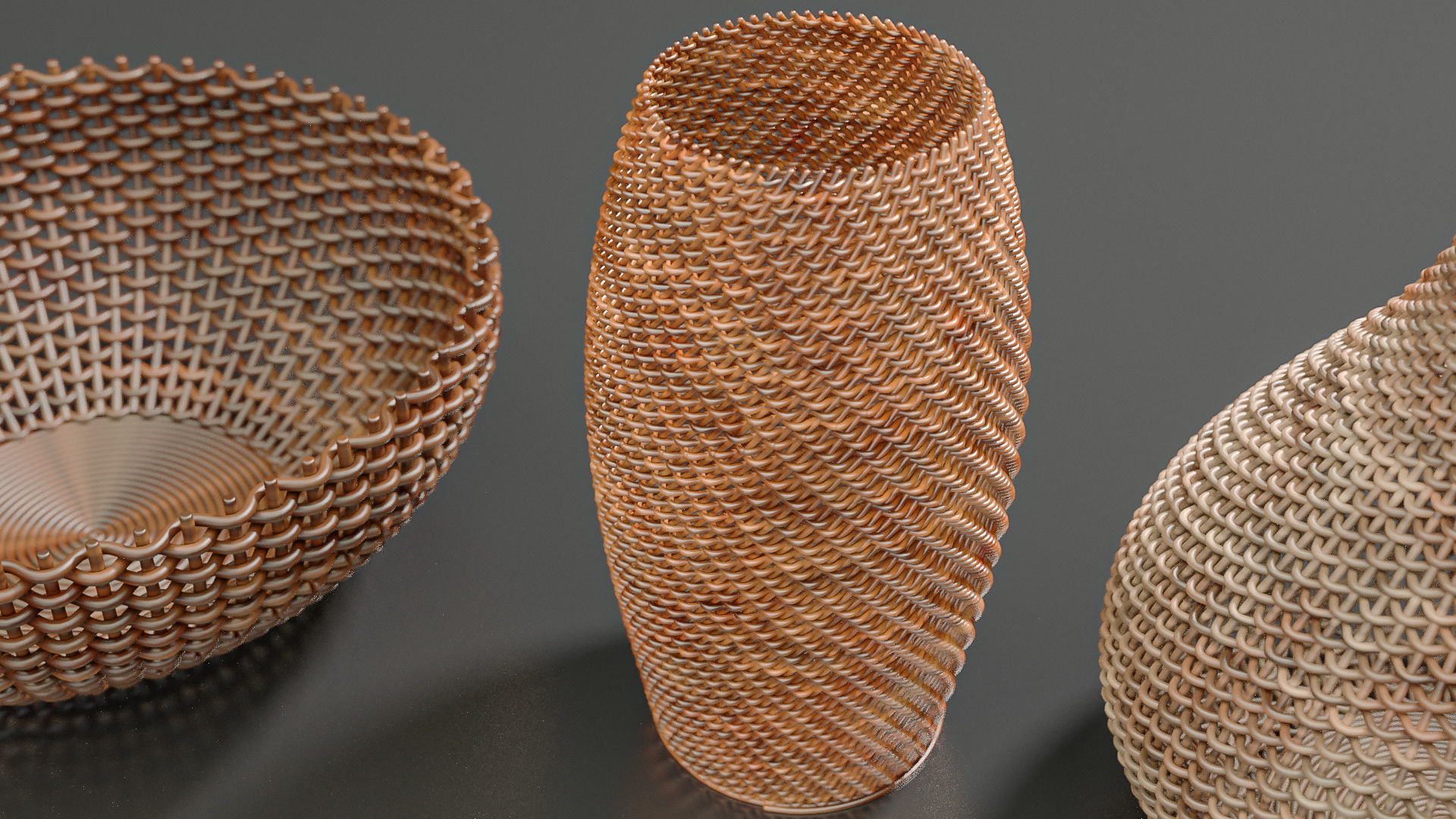 Wicker Baskets Hight Poy Models 3D model_8