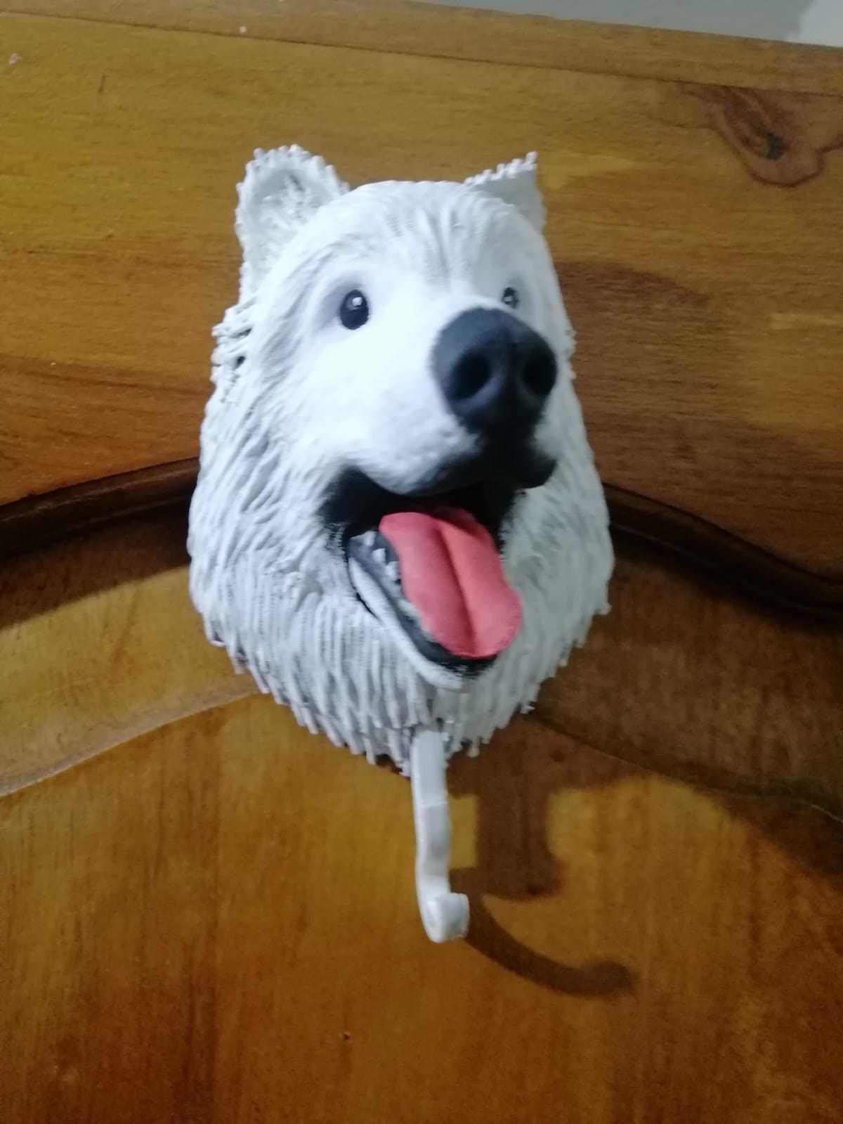 Perchero portallaves  perro Husky Samoyed dog pet key holder 3D print model_7