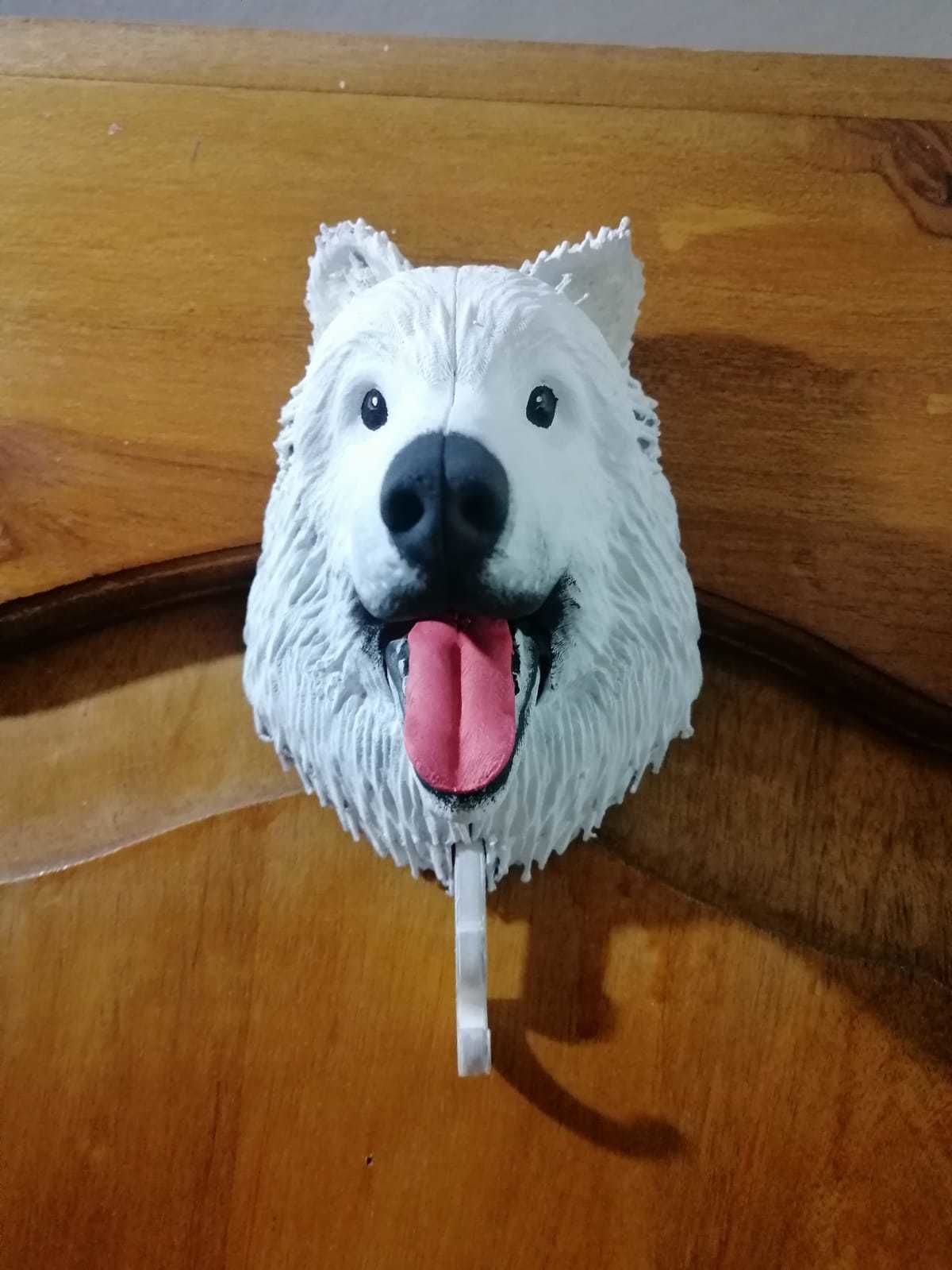 Perchero portallaves  perro Husky Samoyed dog pet key holder 3D print model_6