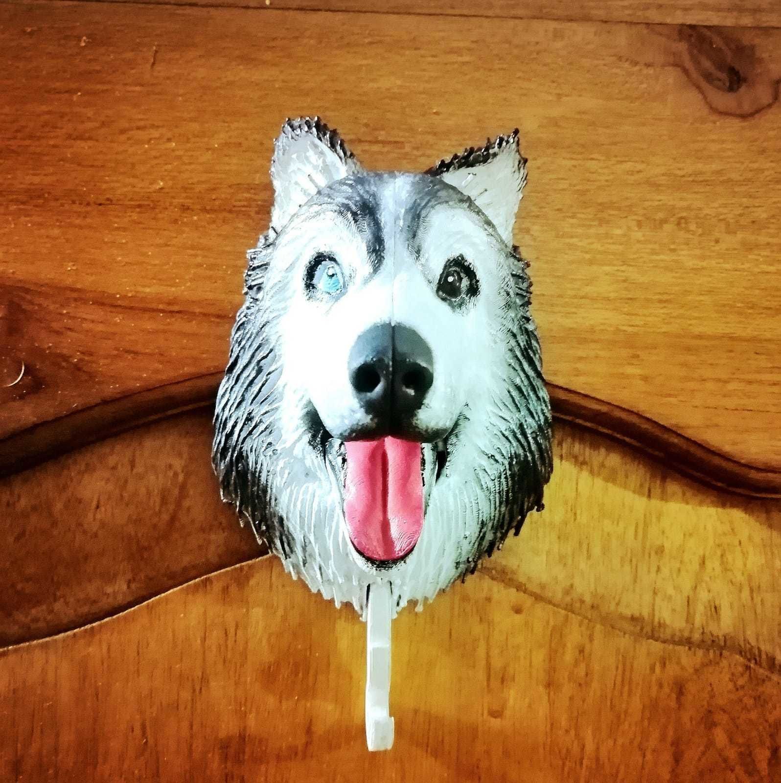 Perchero portallaves  perro Husky Samoyed dog pet key holder 3D print model_5