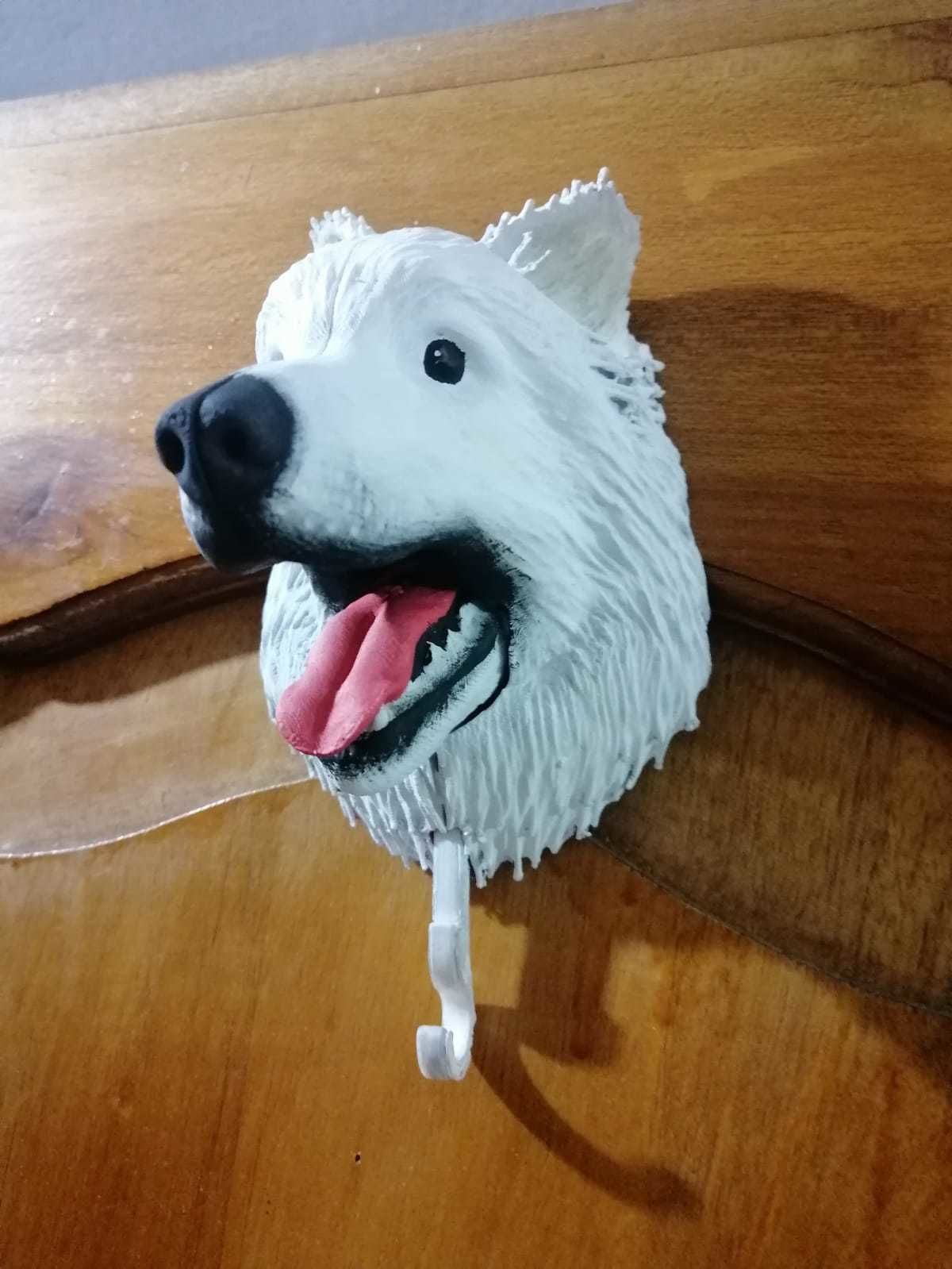 Perchero portallaves  perro Husky Samoyed dog pet key holder 3D print model_3