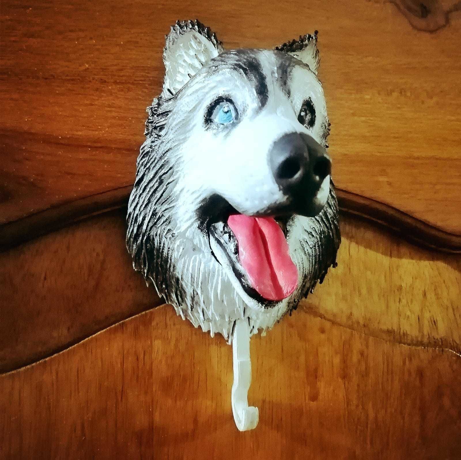 Perchero portallaves  perro Husky Samoyed dog pet key holder 3D print model_4