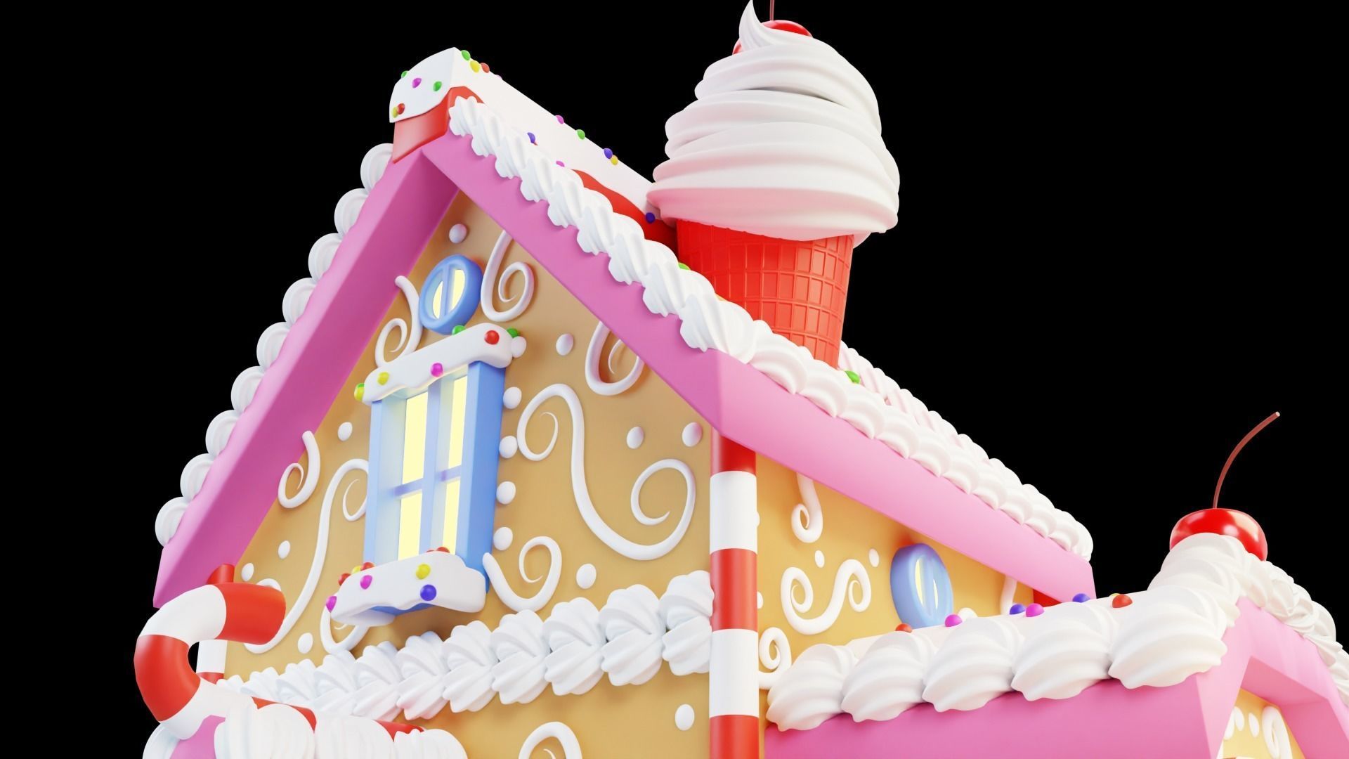 Candy House Lowpoly Isometric 3D model Low-poly 3D model_5