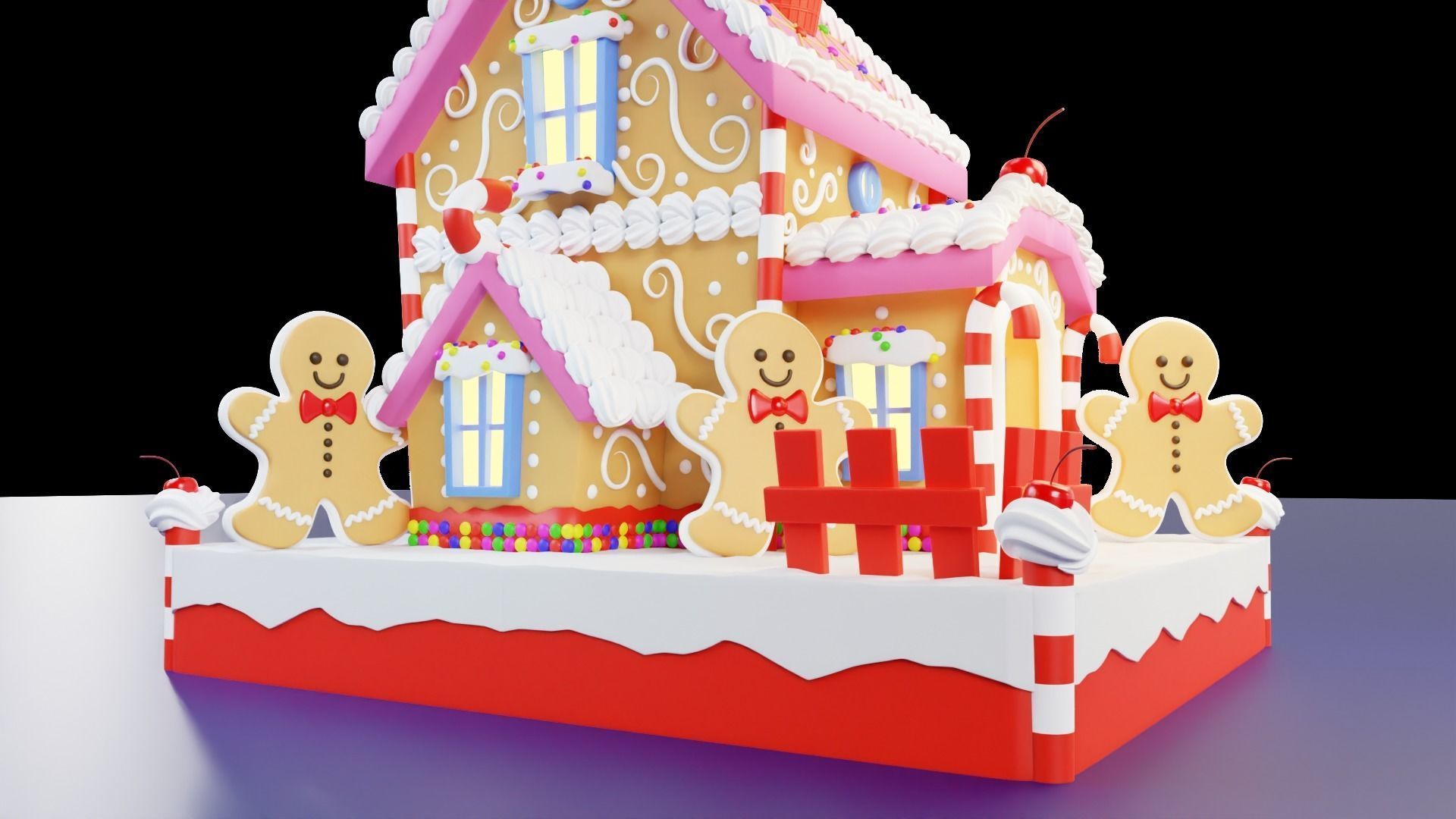 Candy House Lowpoly Isometric 3D model Low-poly 3D model_6
