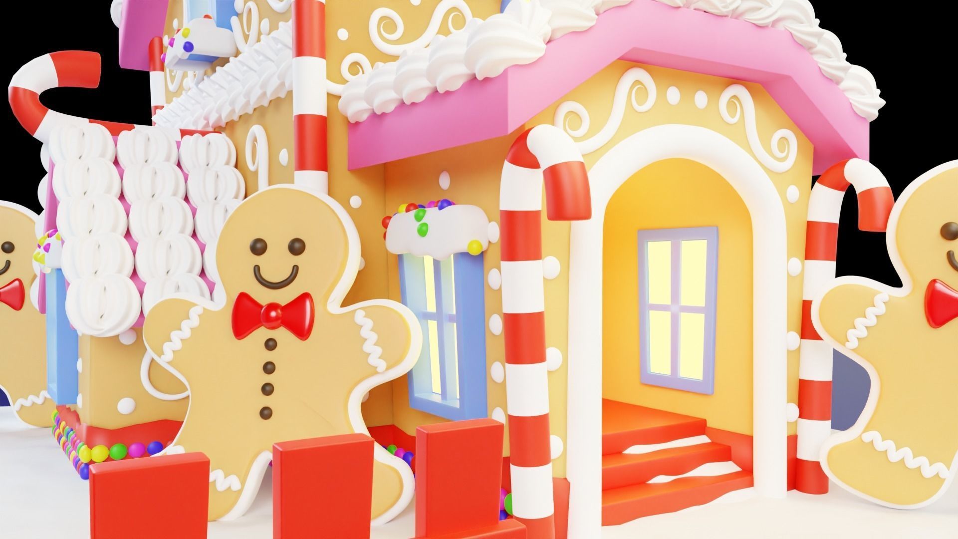 Candy House Lowpoly Isometric 3D model Low-poly 3D model_2