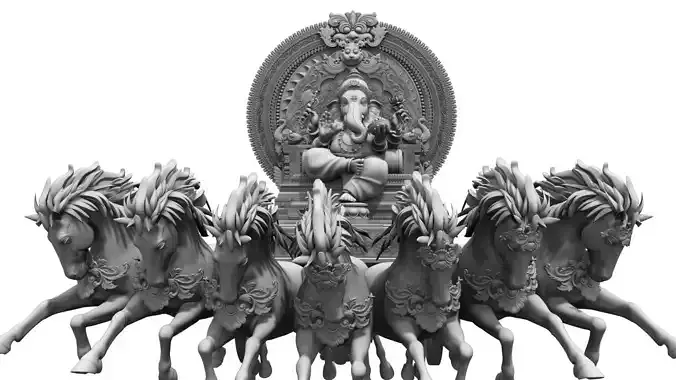 god ganesha horse sitting 3d model