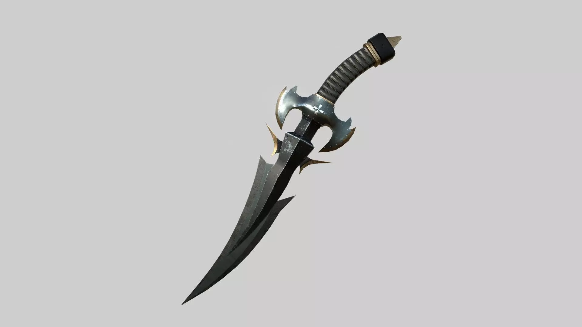 Medieval Dagger 01 Dark - Fantasy Character Weapon Low-poly 3D model_0