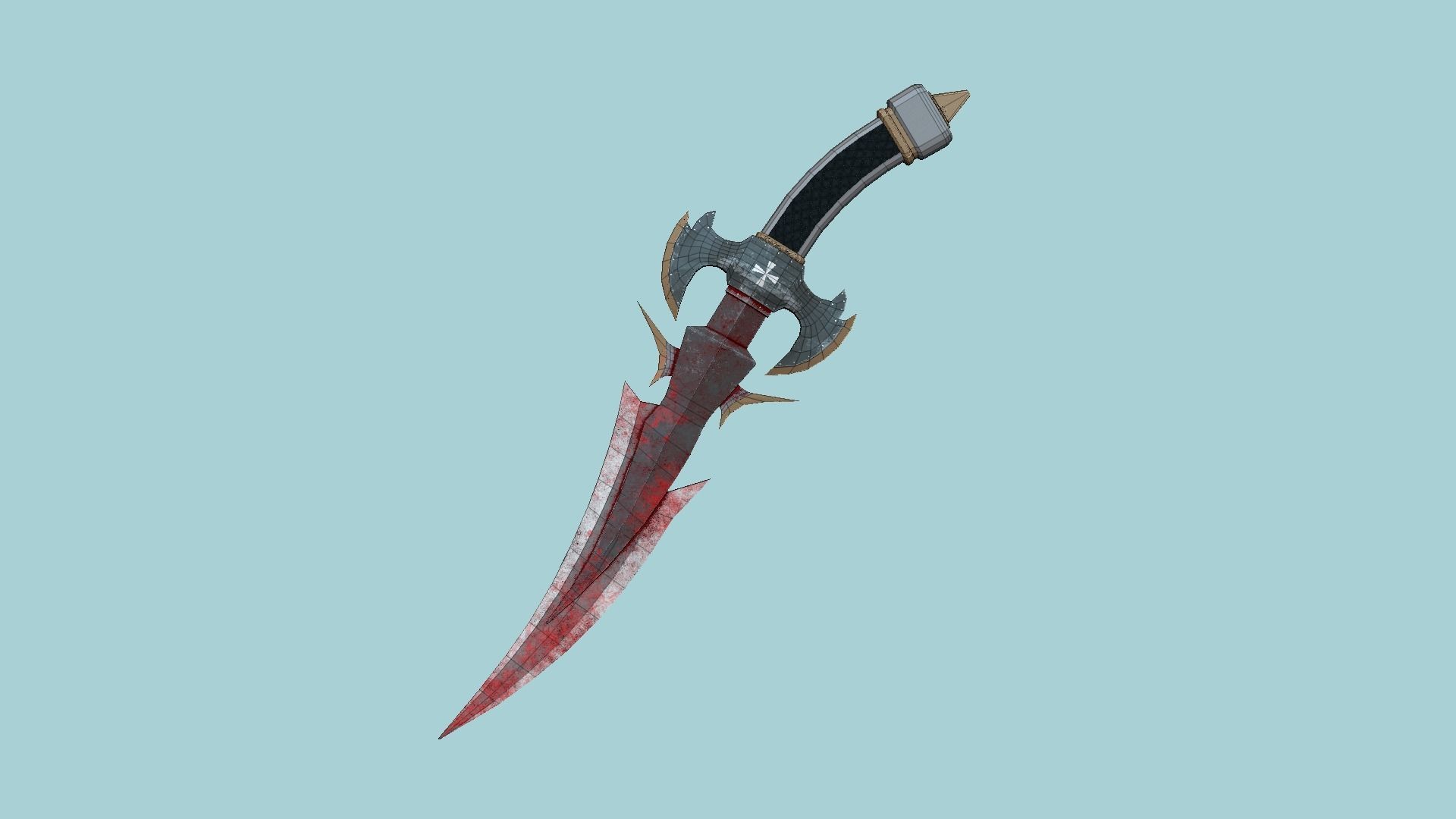 Medieval Dagger 02 Blood - Fantasy Character Weapon Low-poly 3D model_6