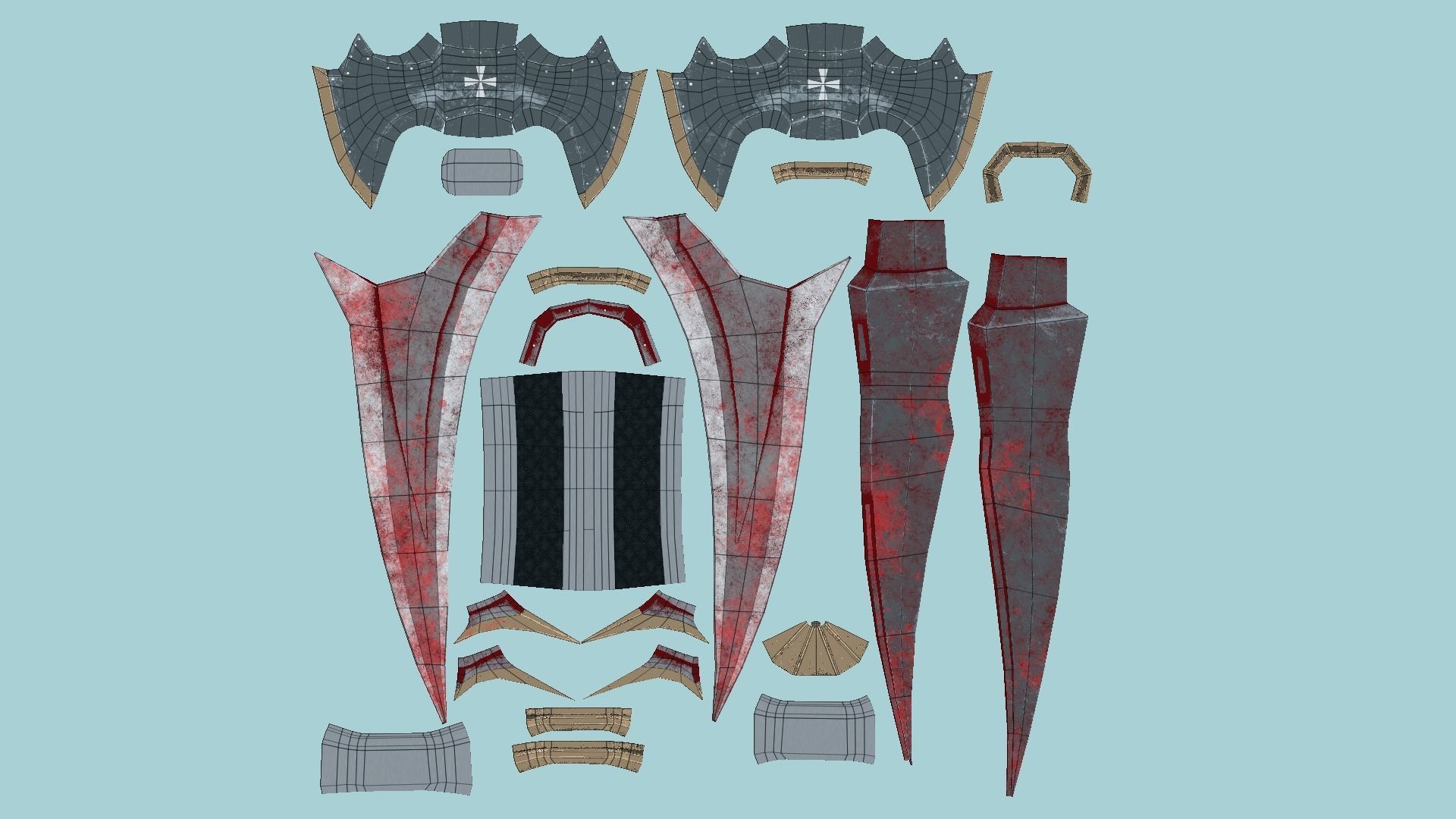 Medieval Dagger 02 Blood - Fantasy Character Weapon Low-poly 3D model_5