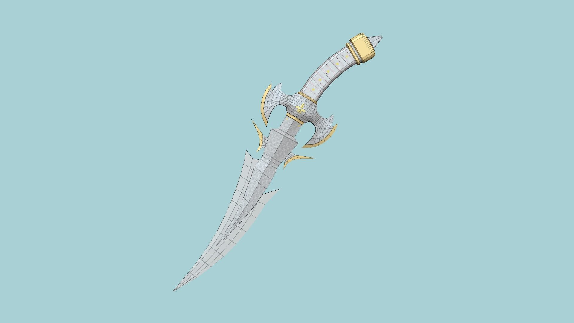 Medieval Dagger 03 Luxury- Fantasy Character Weapon Low-poly 3D model_6