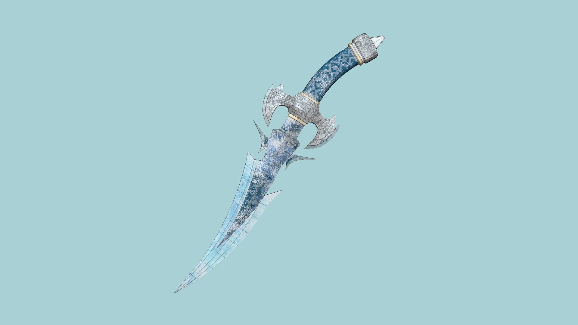 Medieval Dagger 05 Ice Frost - Fantasy Character Weapon Low-poly 3D model_6
