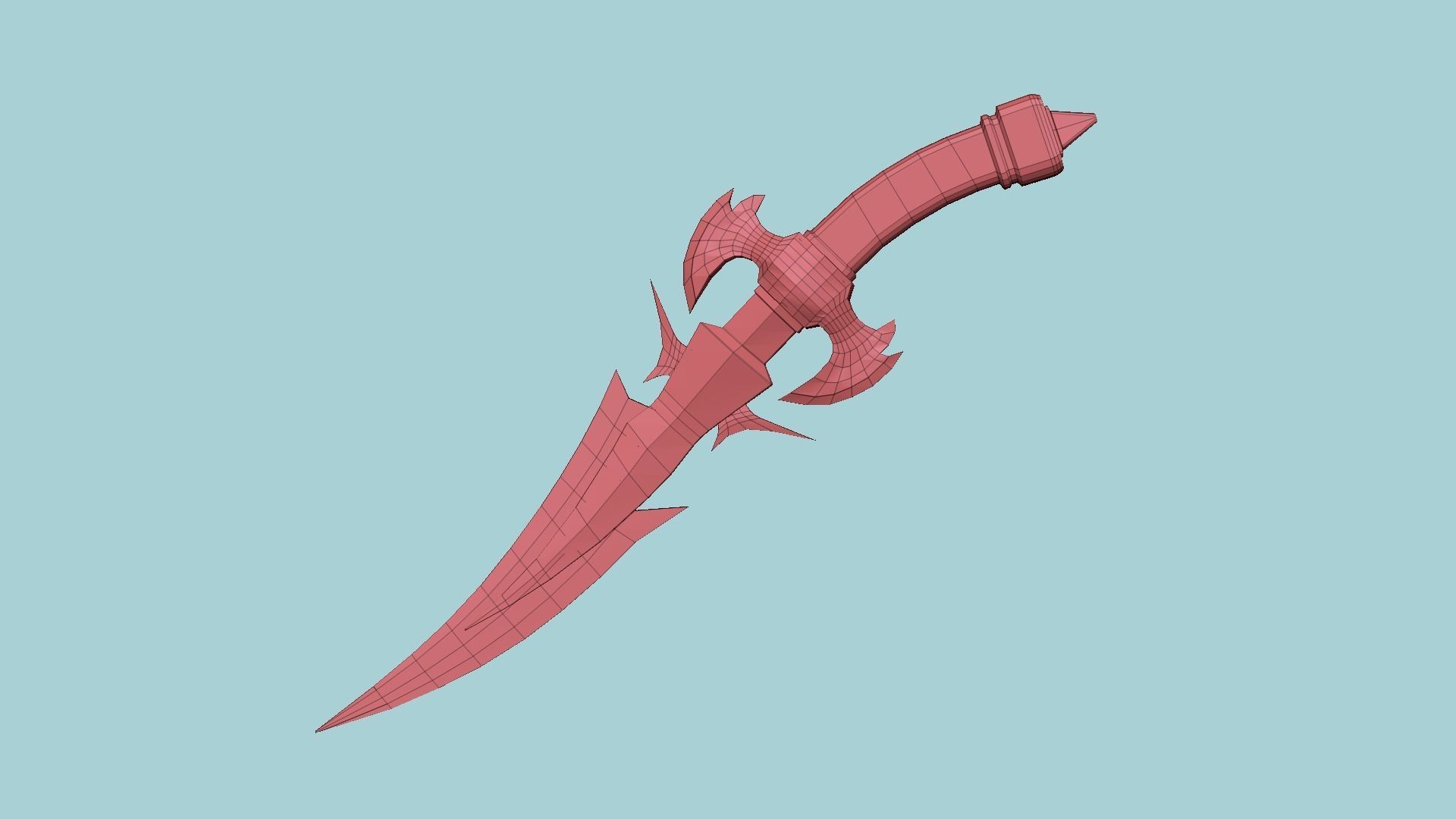 Medieval Dagger 06 Dark Red - Fantasy Character Weapon Low-poly 3D model_12