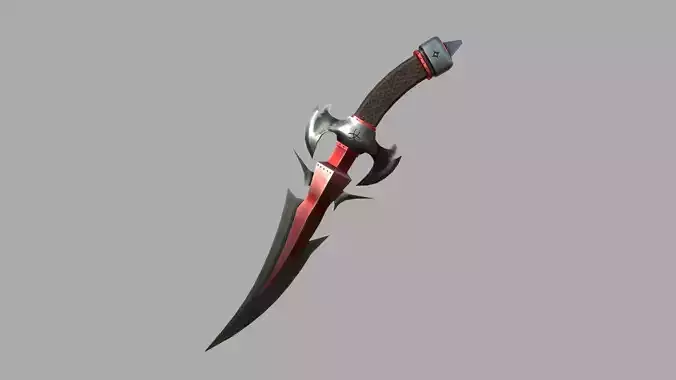Medieval Dagger 06 Dark Red - Fantasy Character Weapon