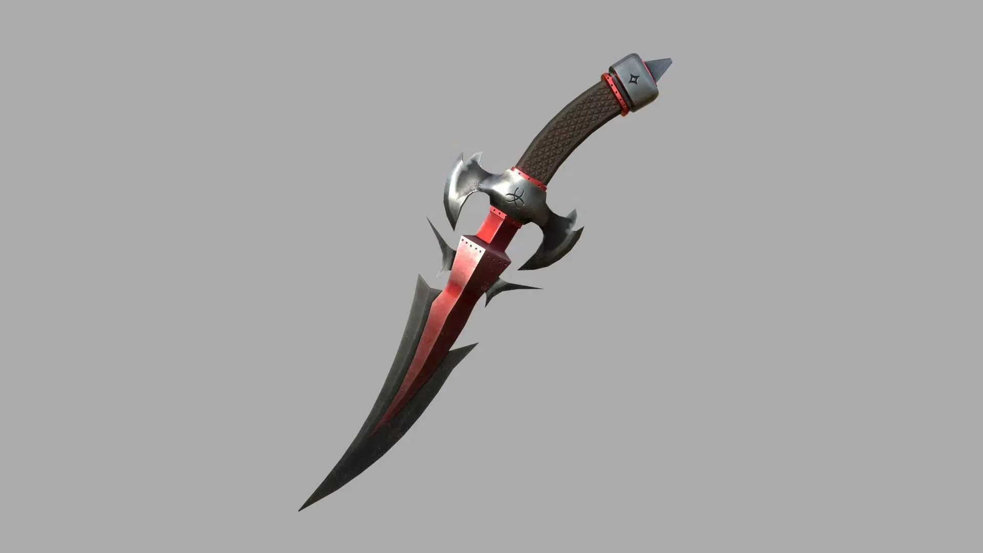 Medieval Dagger 06 Dark Red - Fantasy Character Weapon Low-poly 3D model_0