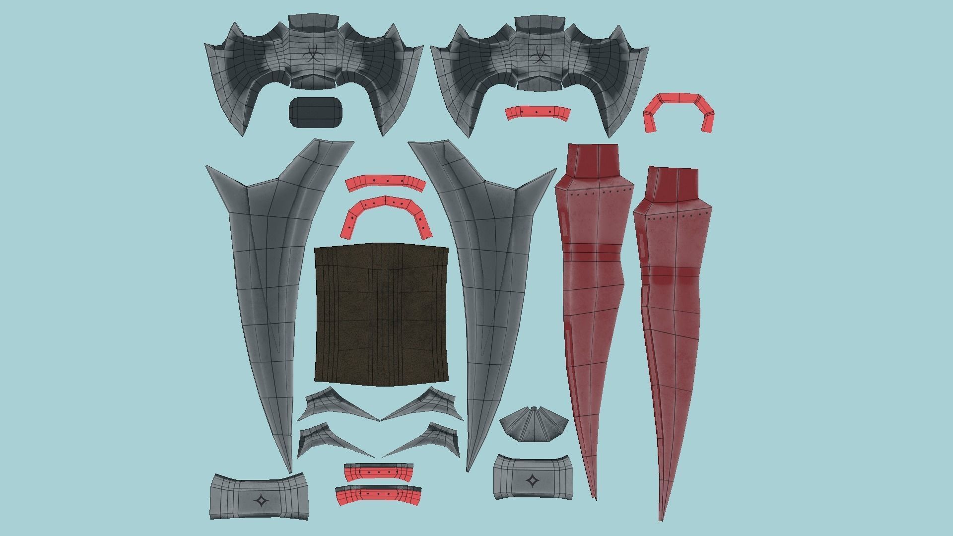 Medieval Dagger 06 Dark Red - Fantasy Character Weapon Low-poly 3D model_5