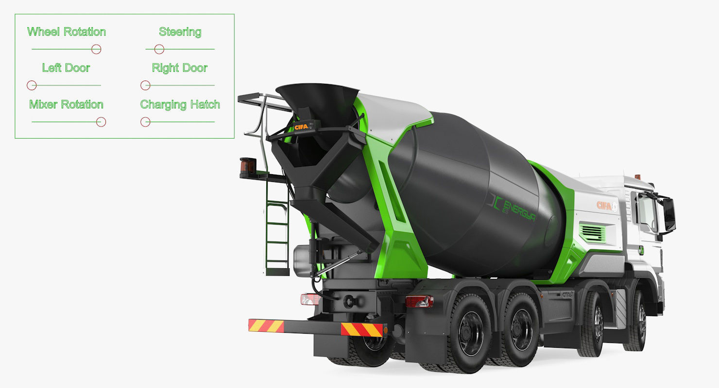 Energya E9 Truck Hybrid Mixer Rigged 3D model_5